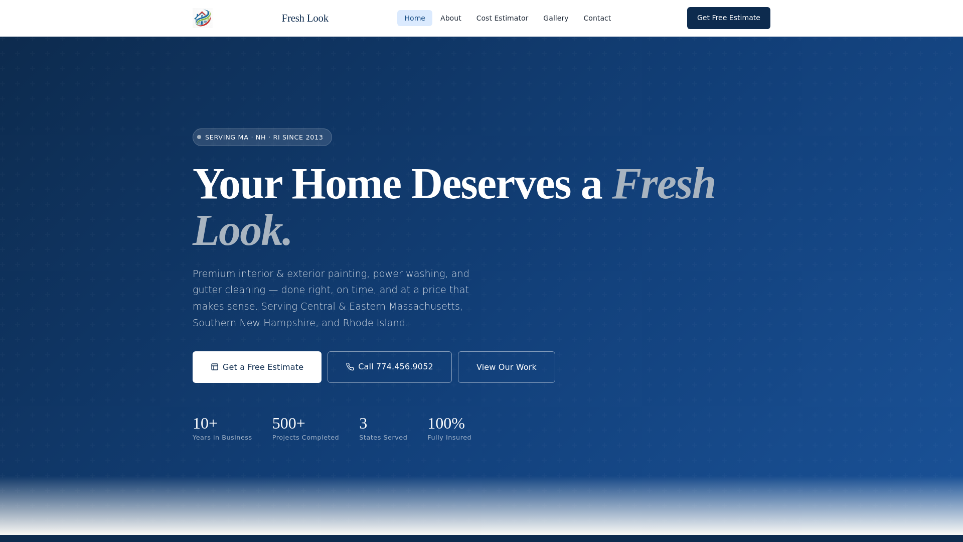 website screenshot of https://freshlook-ma.com