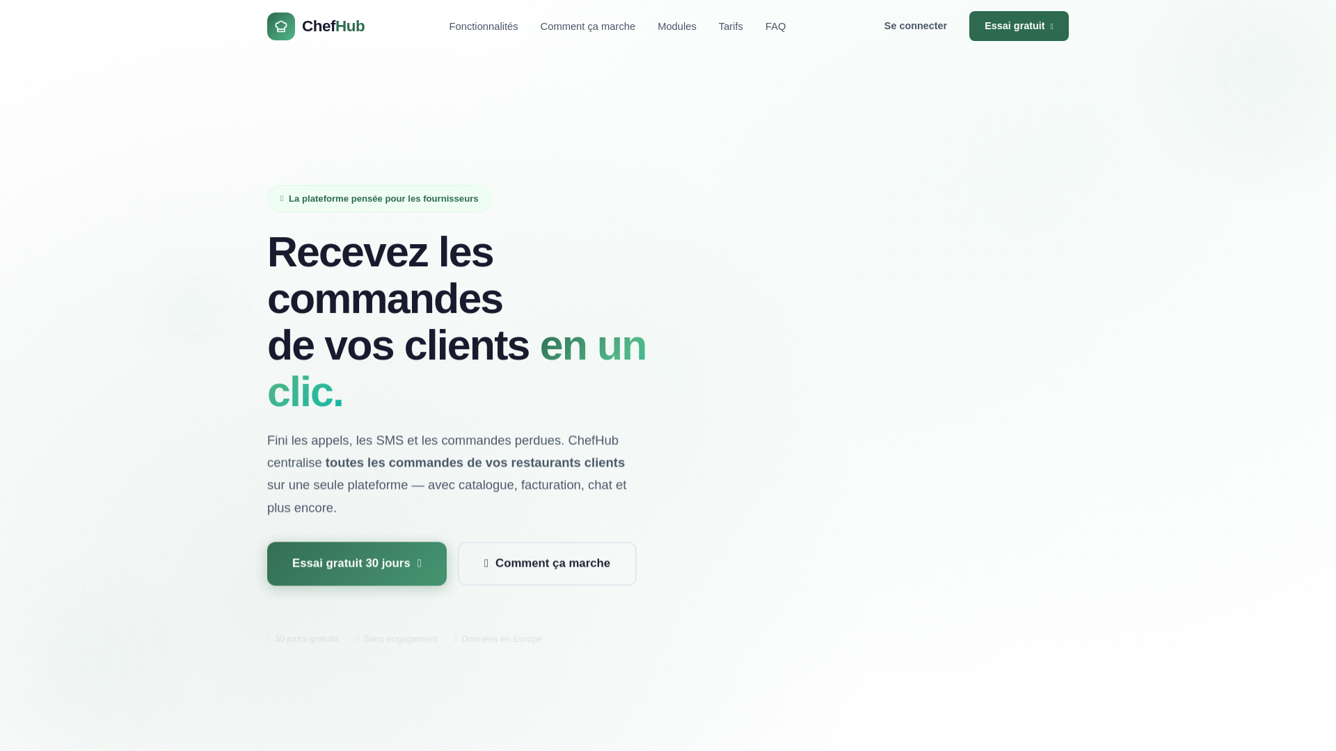 website screenshot of https://chefhub.fr/