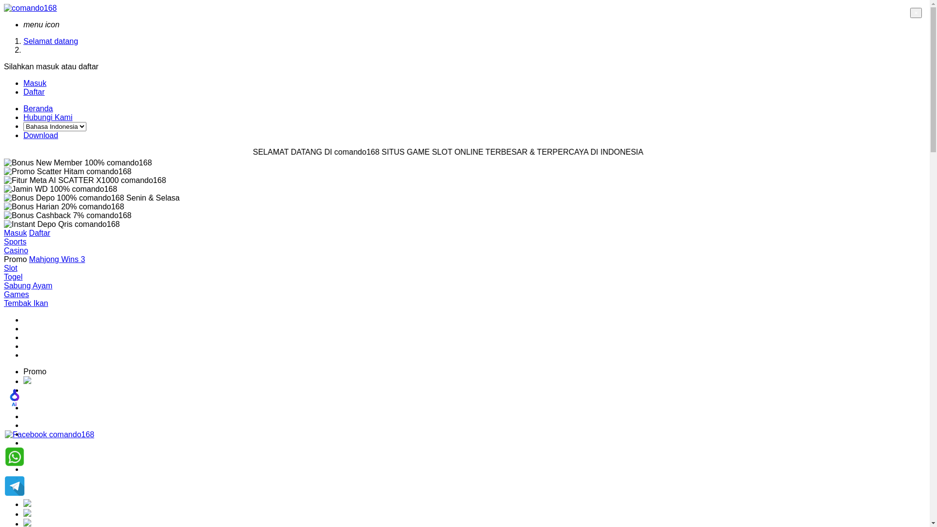 website screenshot of https://comando168.my.id/