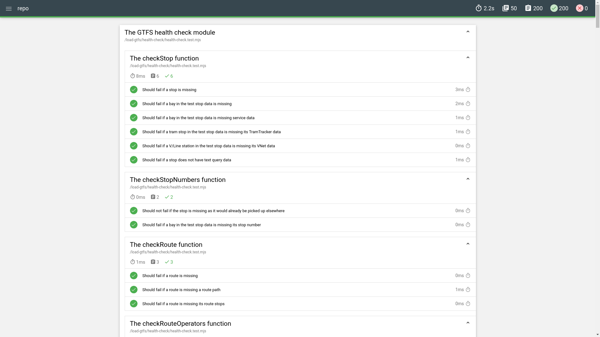 website screenshot of https://transportvic-test-report.pages.dev/