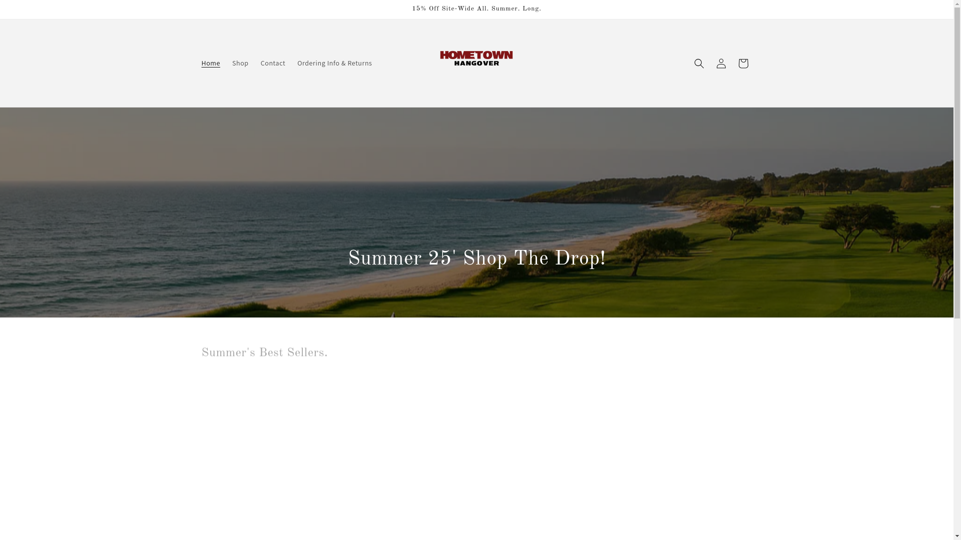 website screenshot of https://hometownhangover.shop/