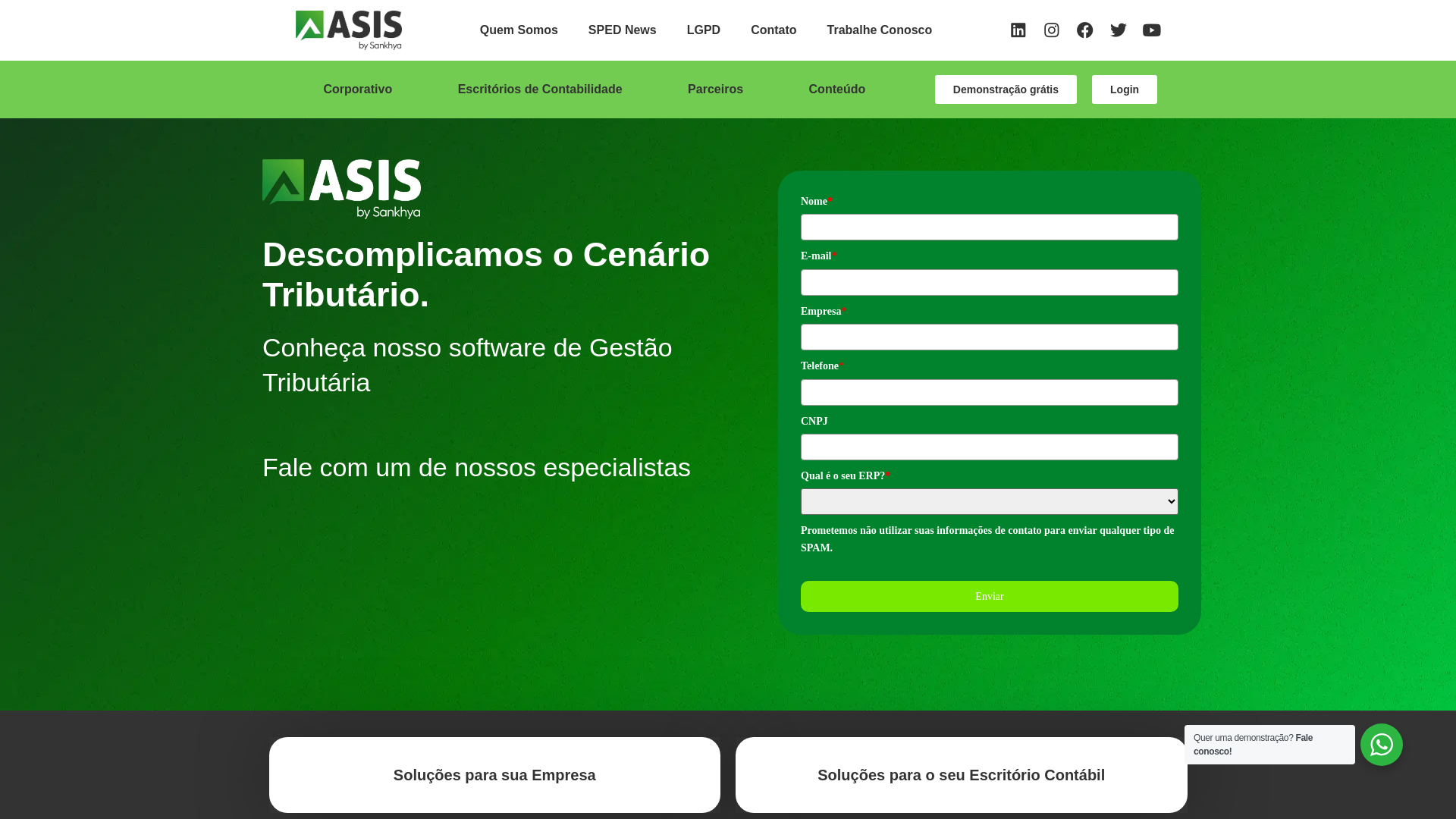website screenshot of https://asisprojetos.com.br/