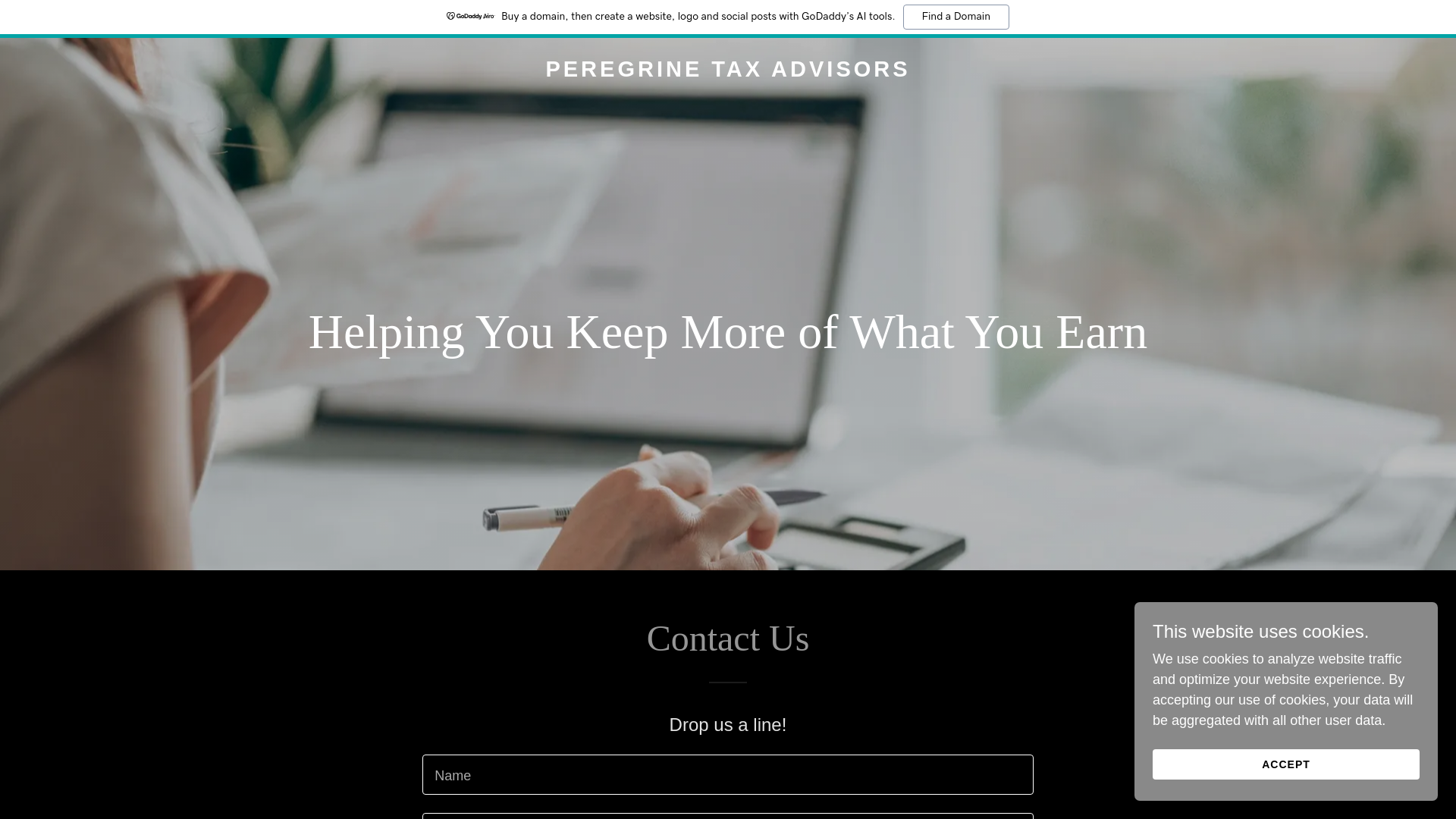 website screenshot of https://peregrineta.com/