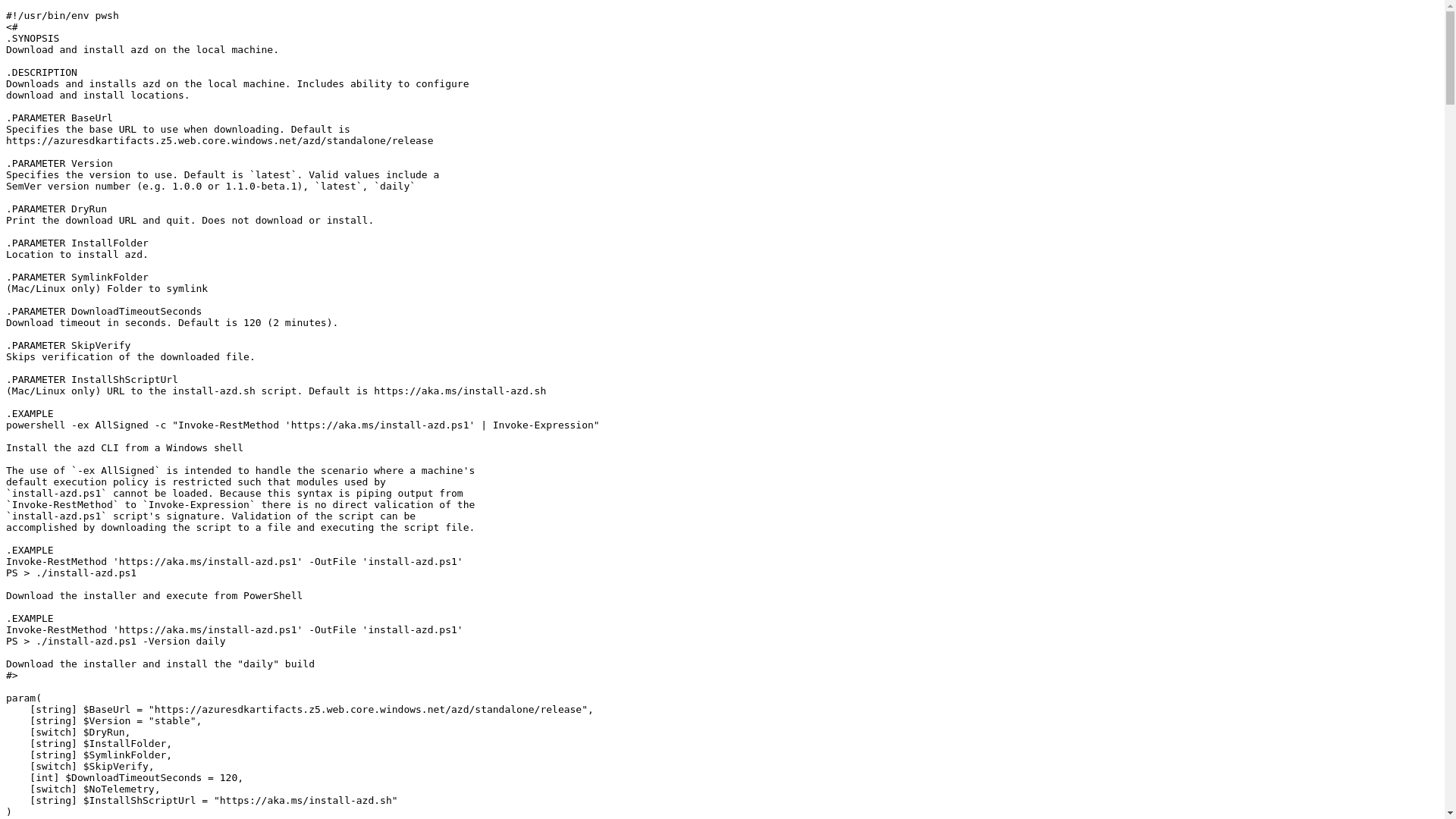 website screenshot of https://aka.ms/install-azd.ps1