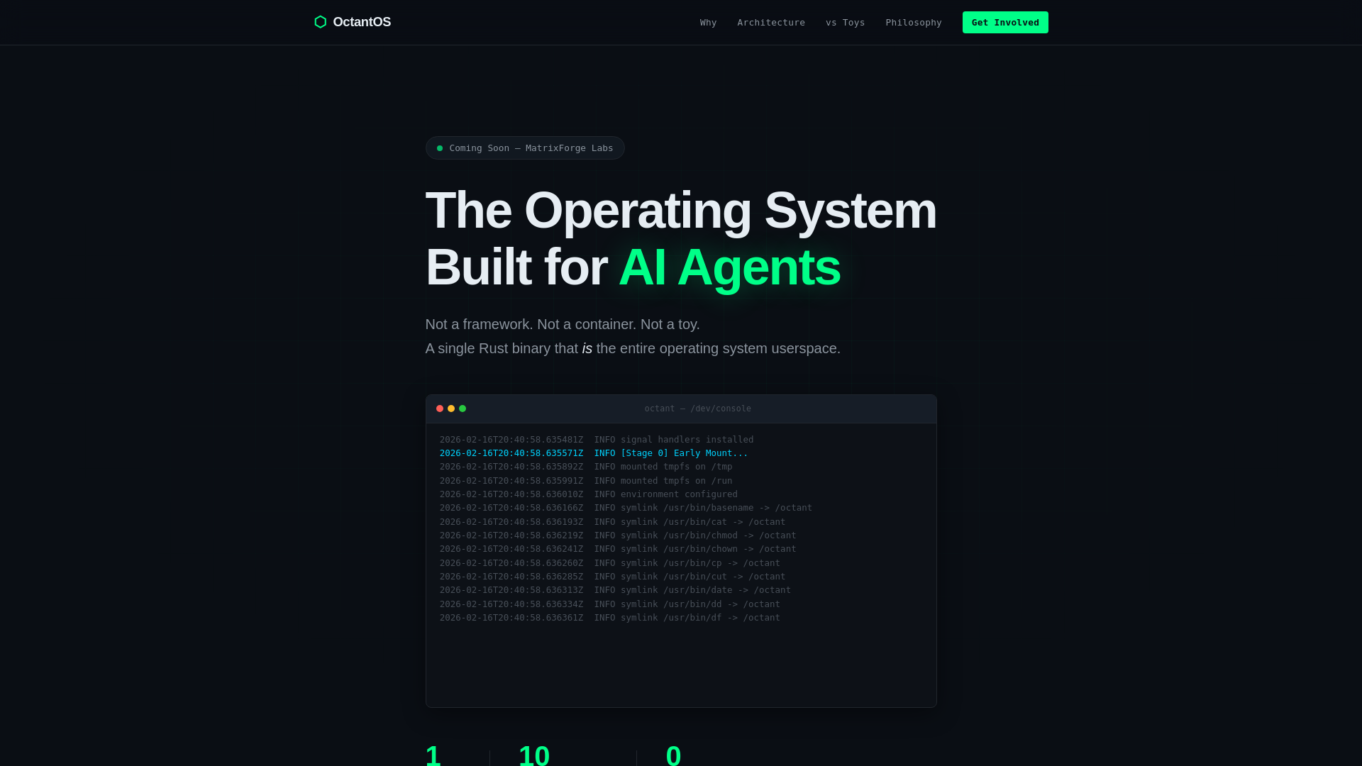 website screenshot of https://octant-os.com/