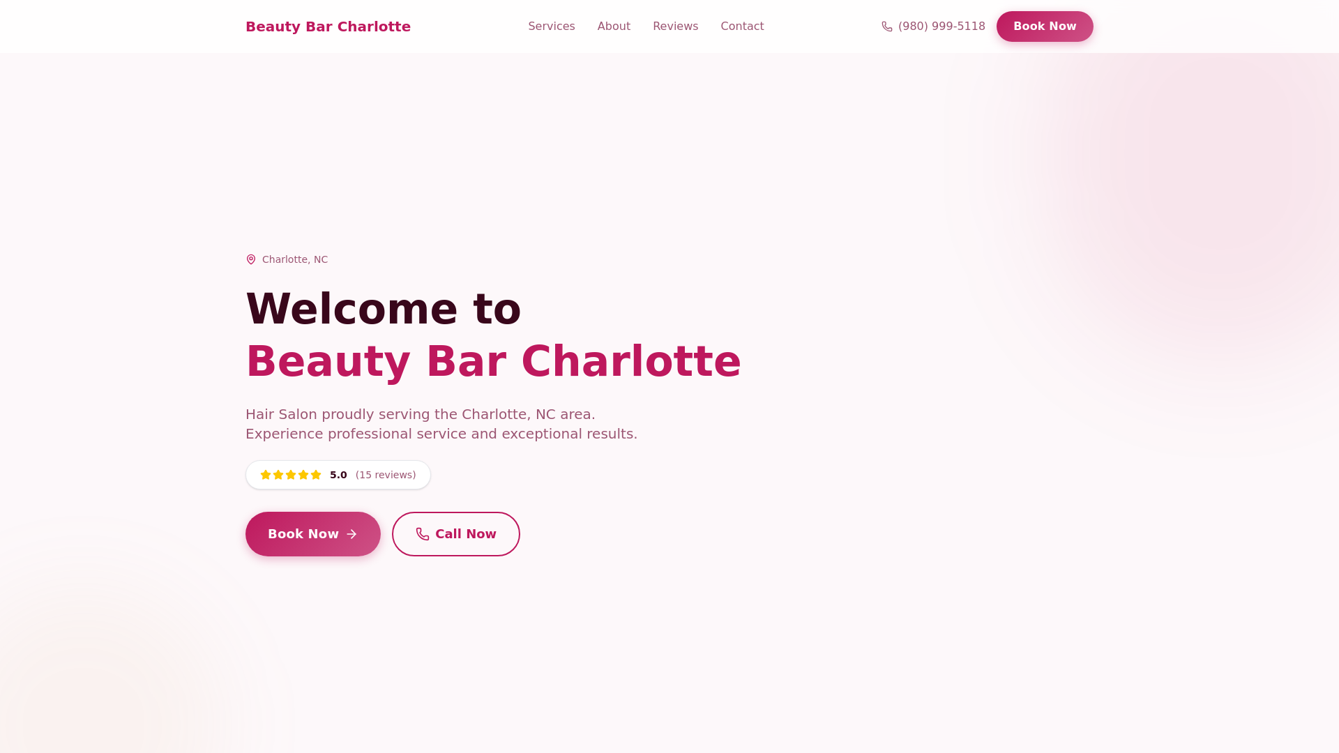 website screenshot of https://beauty-bar-charlotte-nc-odev.pages.dev/