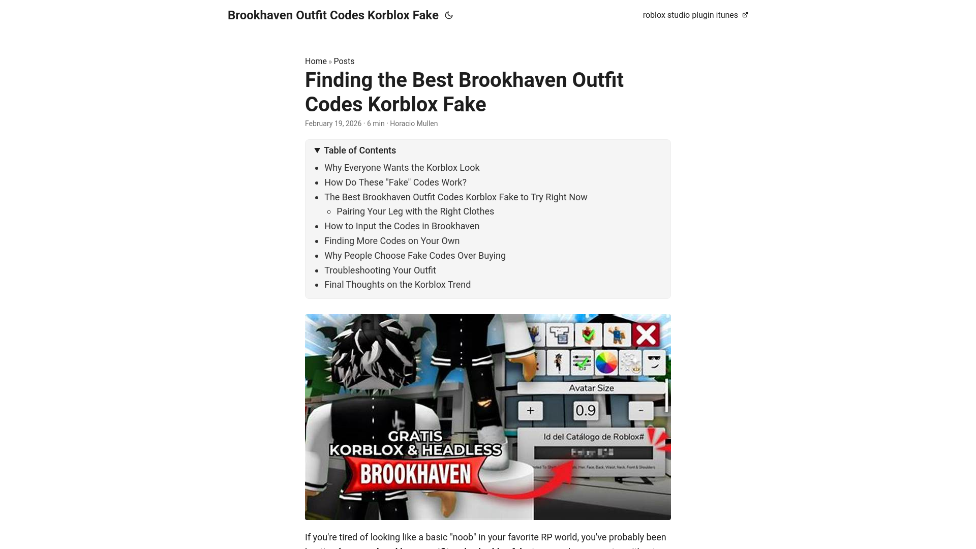 website screenshot of https://brookhaven-outfit-codes-korblox-fake.pages.dev/
