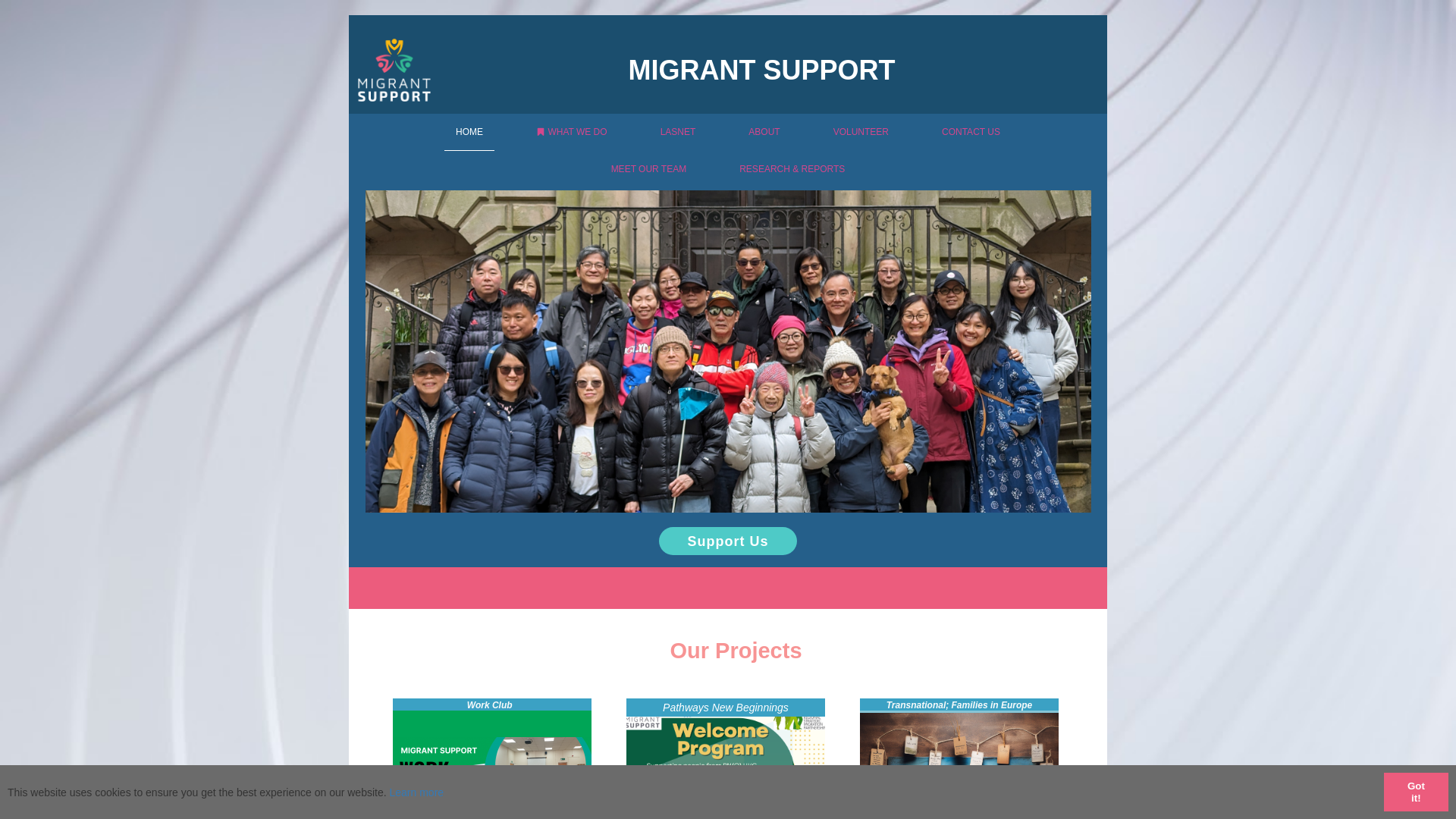 website screenshot of https://migrantsupport.org.uk