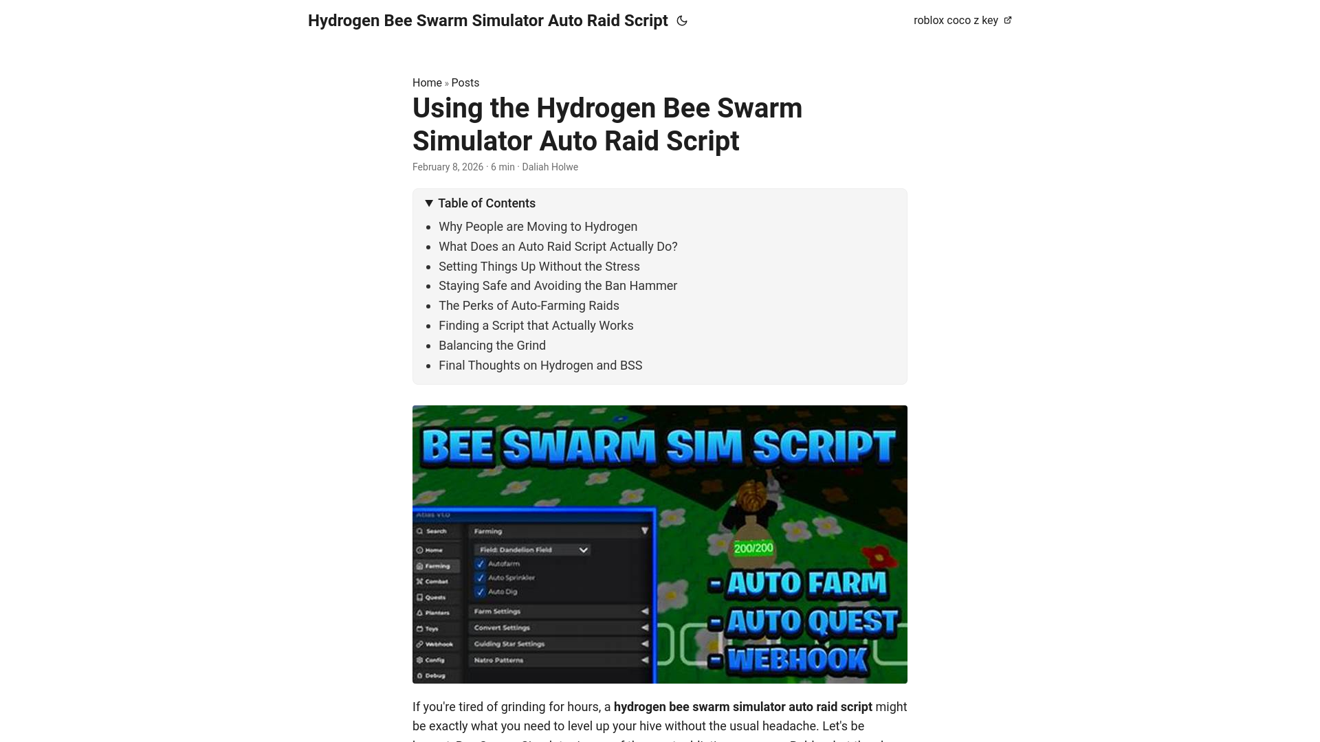 website screenshot of https://hydrogen-bee-swarm-simulator-auto-raid-script.pages.dev/