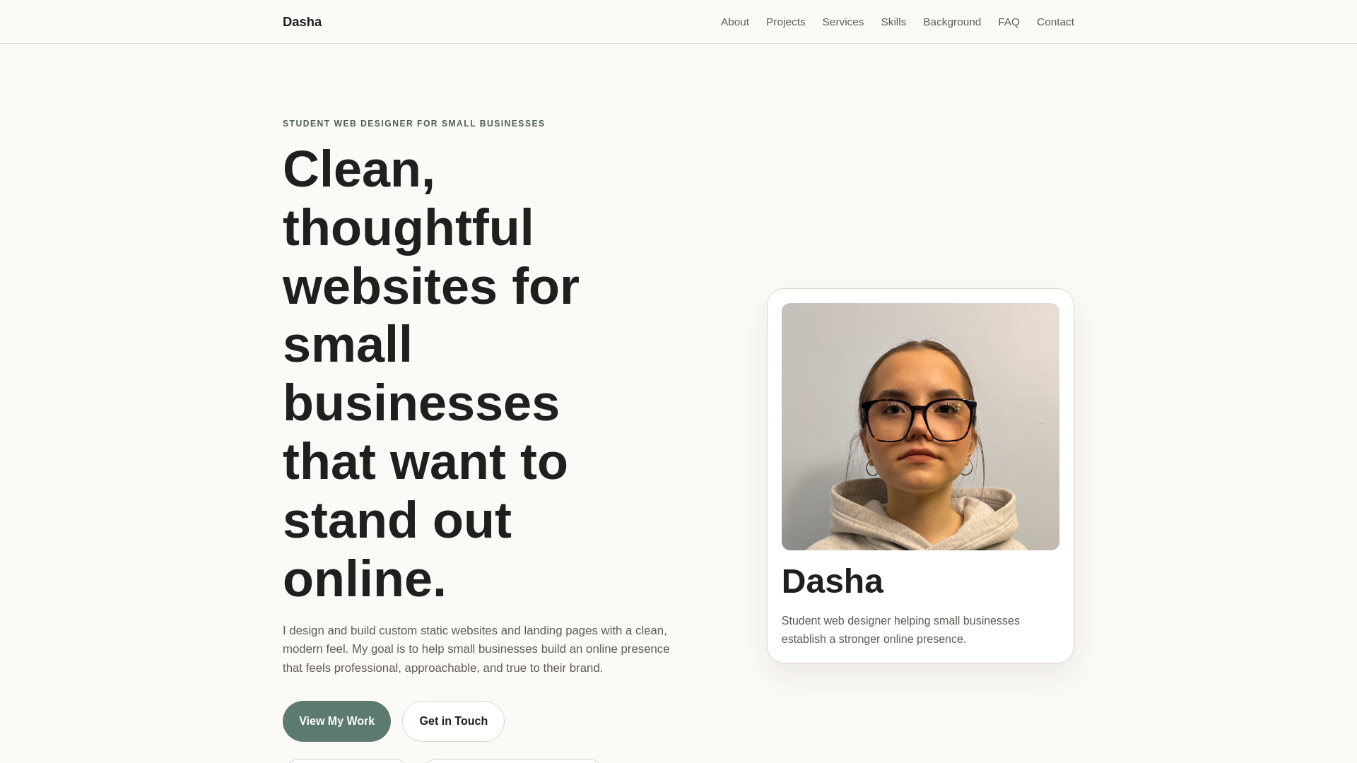 website screenshot of https://dashadev.com/