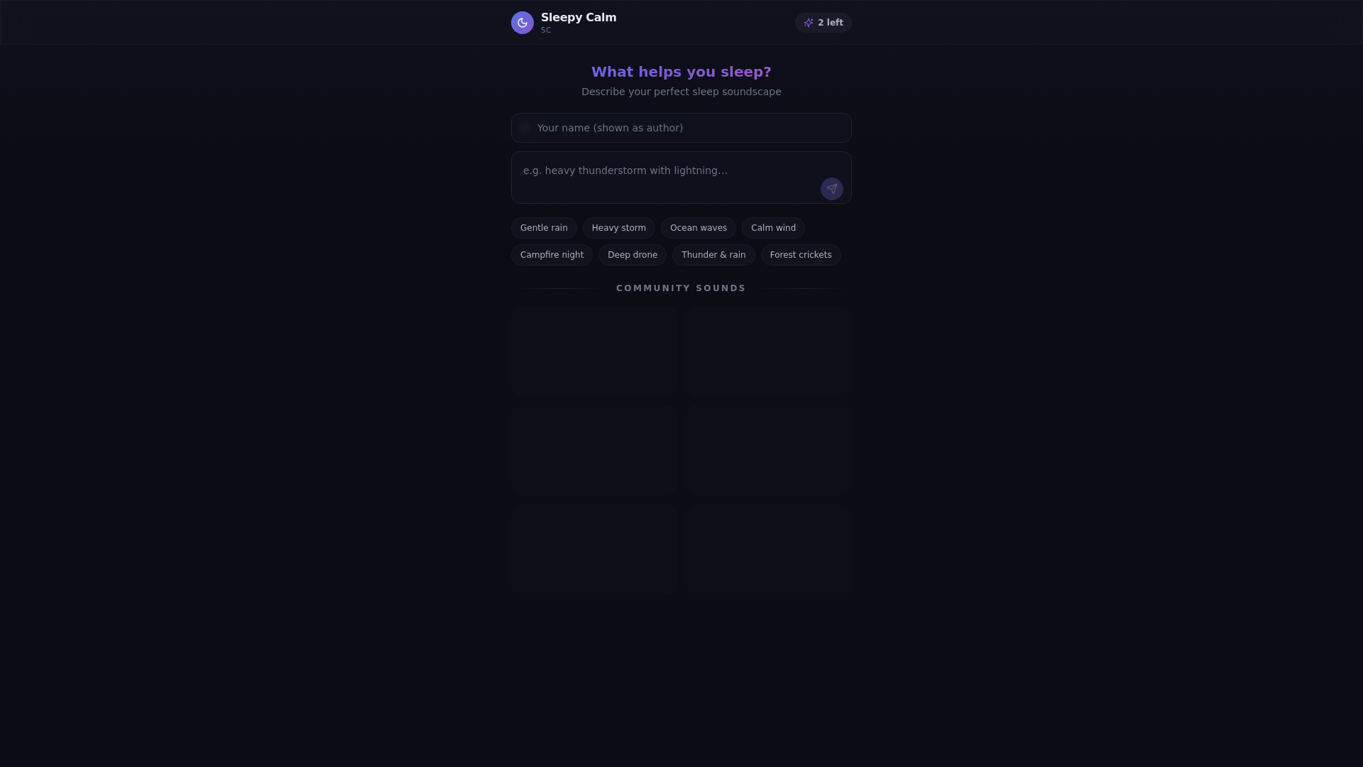 website screenshot of https://sleepycala.pages.dev/