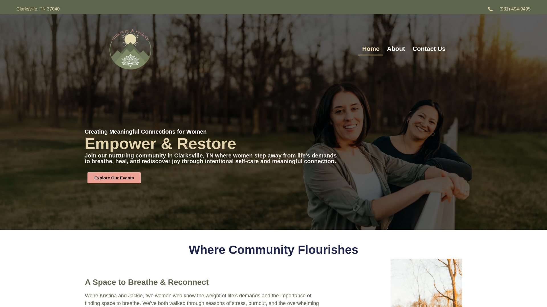 website screenshot of https://empowerandrestore.com