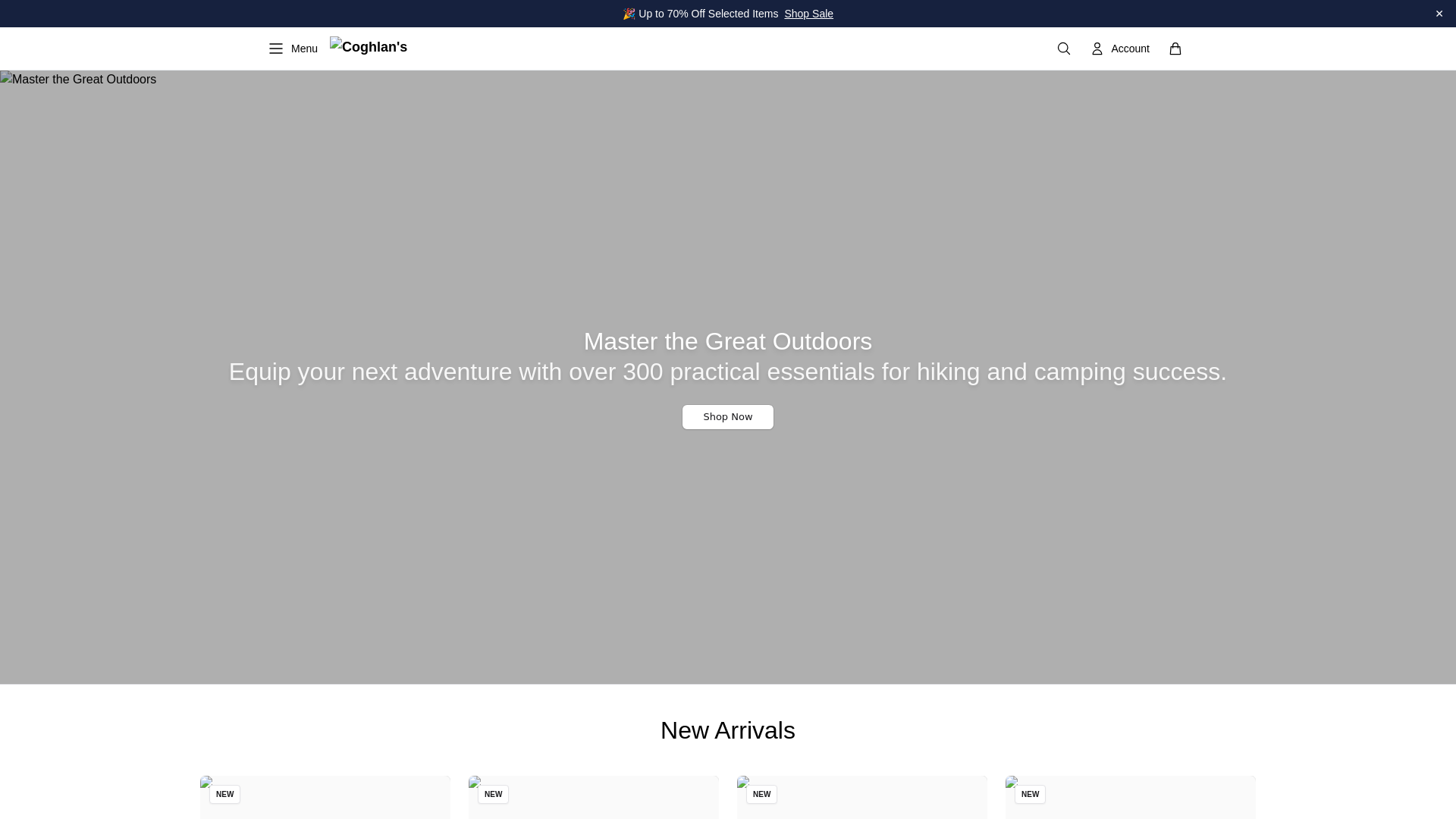 website screenshot of https://coghlansstore.shop/