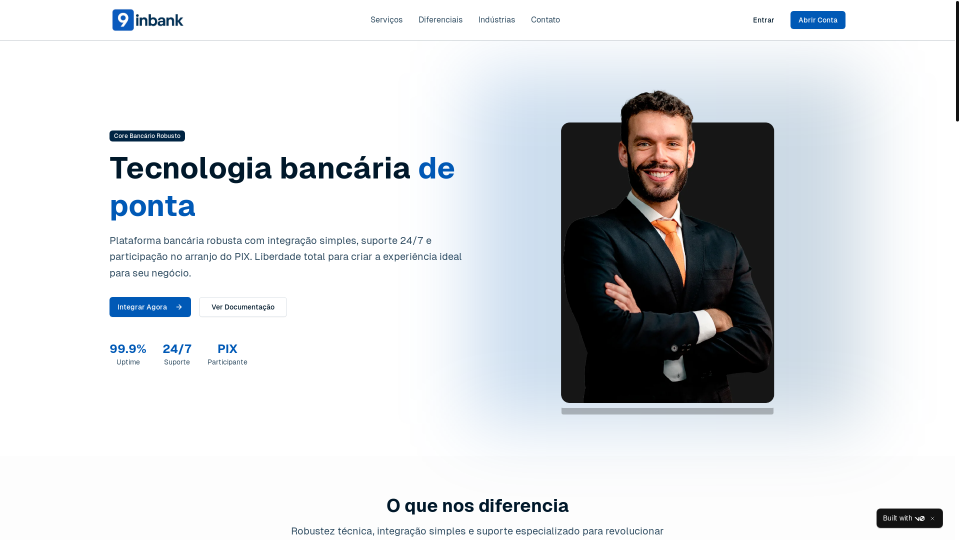website screenshot of https://9inbank.com.br/