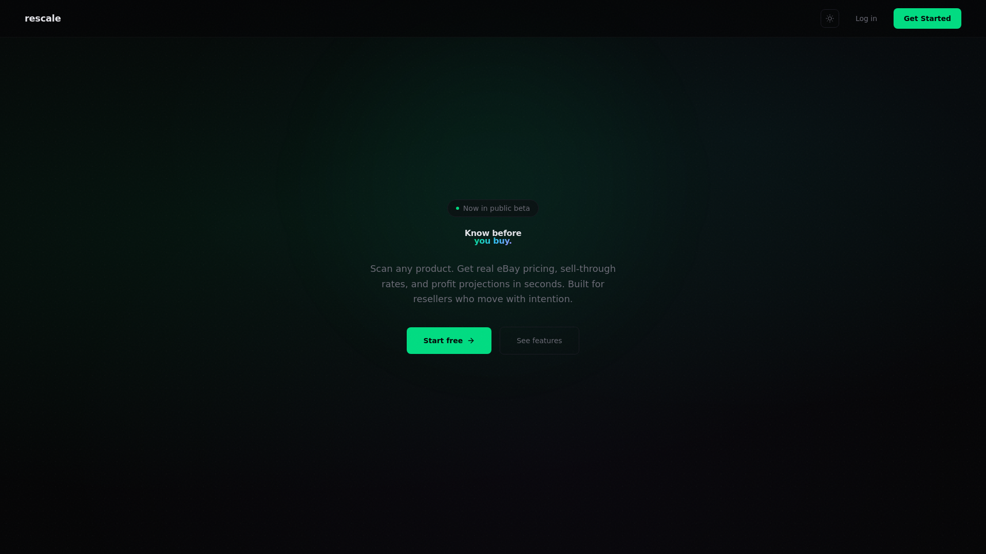 website screenshot of https://reskale.xyz