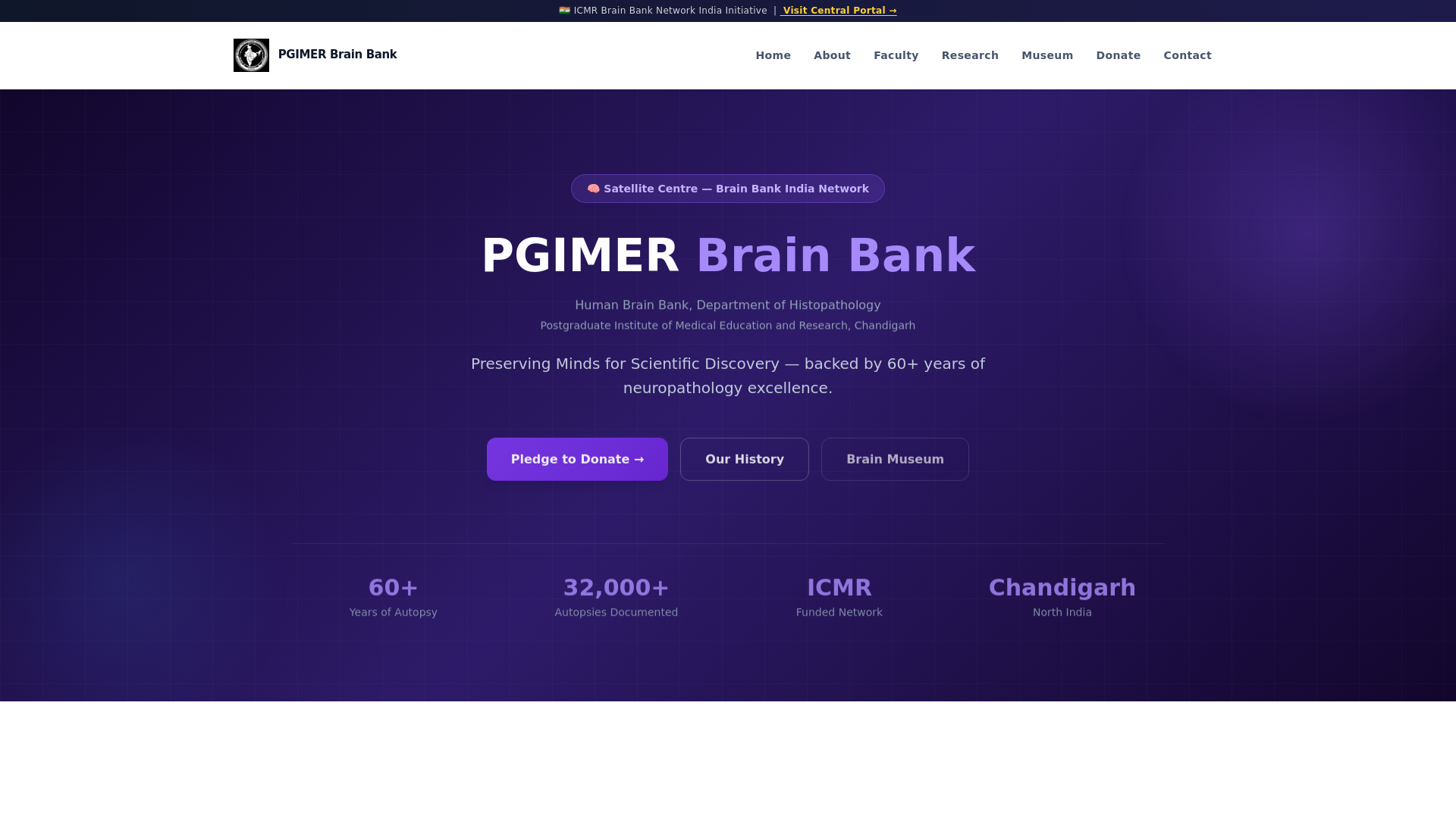 website screenshot of https://brain-bank-pgimer.pages.dev/