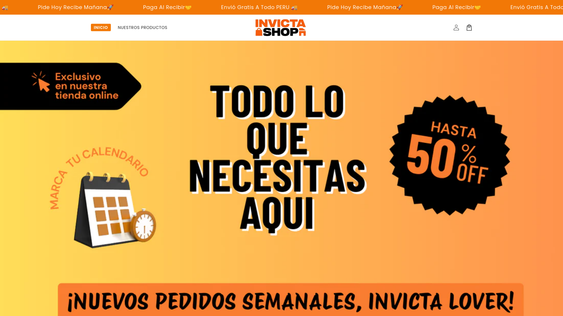 website screenshot of https://invictashop.online/