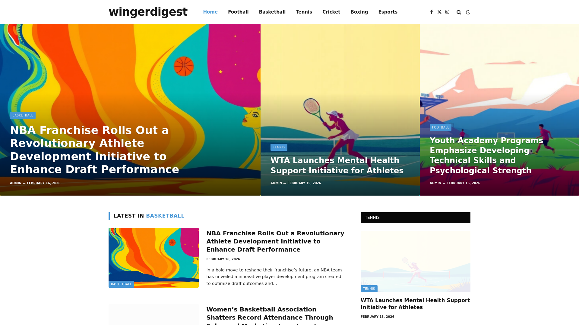 website screenshot of https://wingerdigest.co.uk/