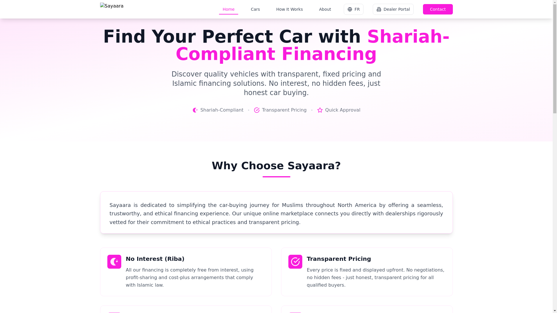 website screenshot of https://sayaara-car-marketplace.pages.dev/