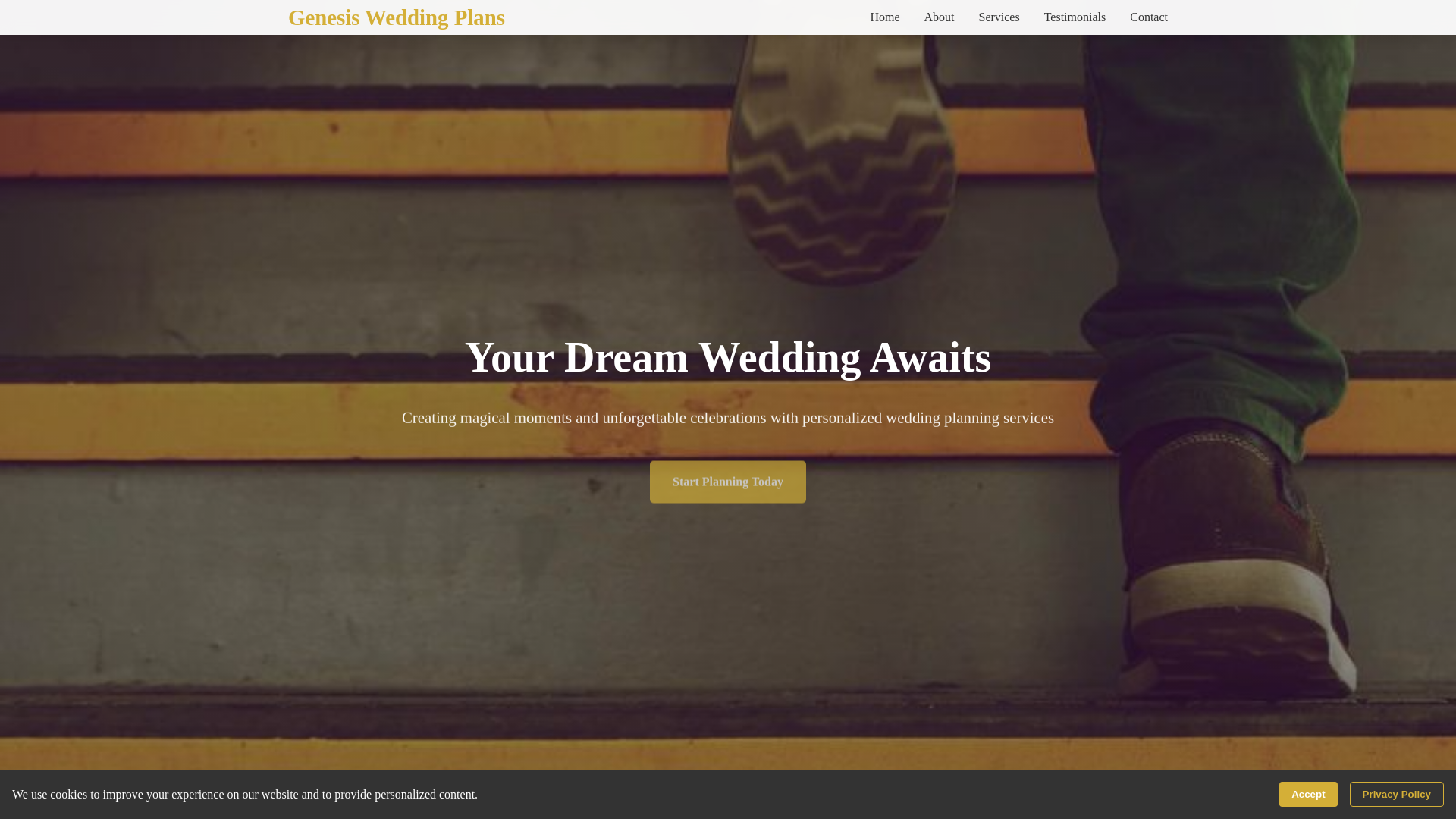 website screenshot of https://genesisweddingplans.digital/