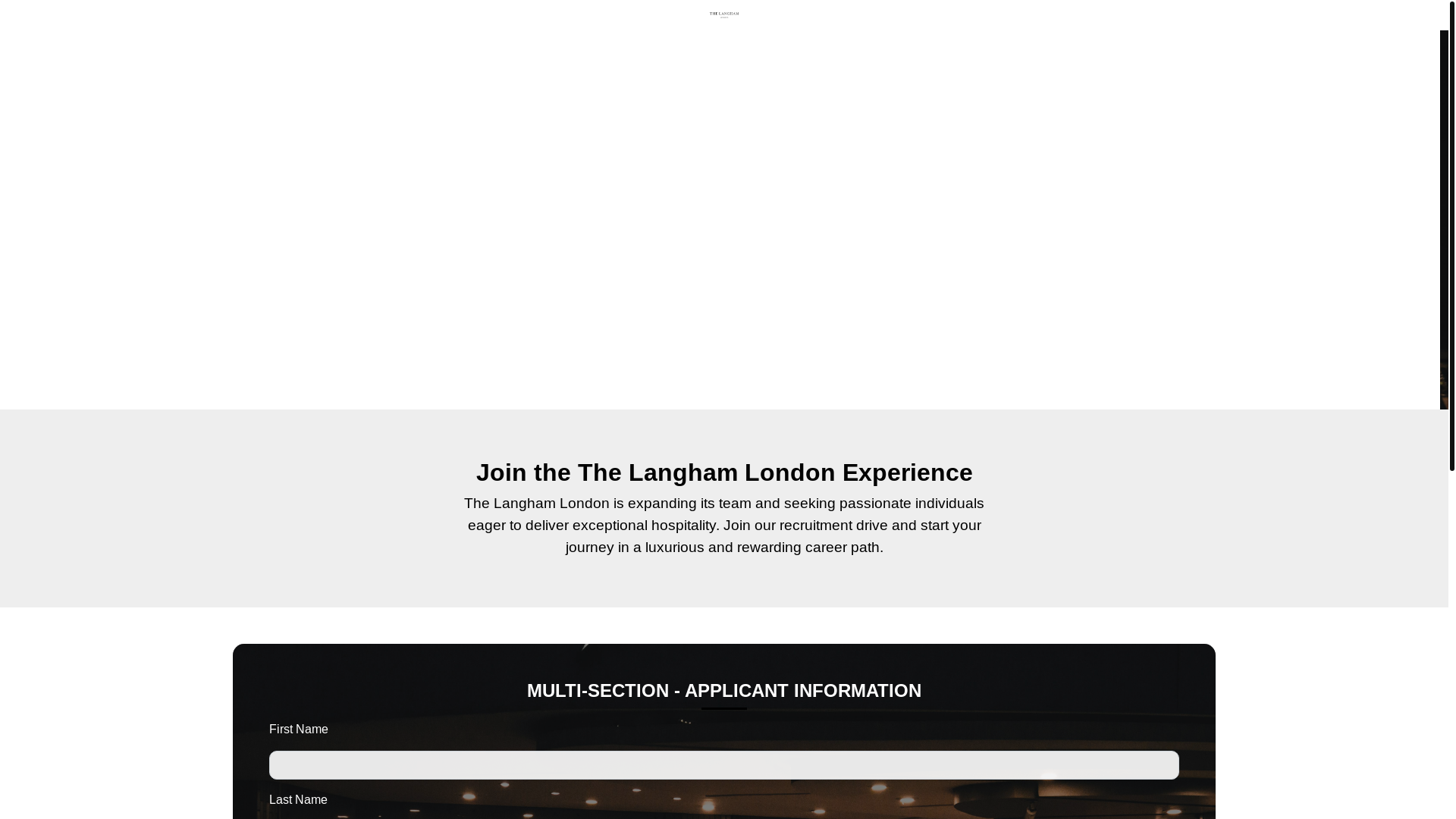 website screenshot of https://thelanghamhotelrecruitment.com/
