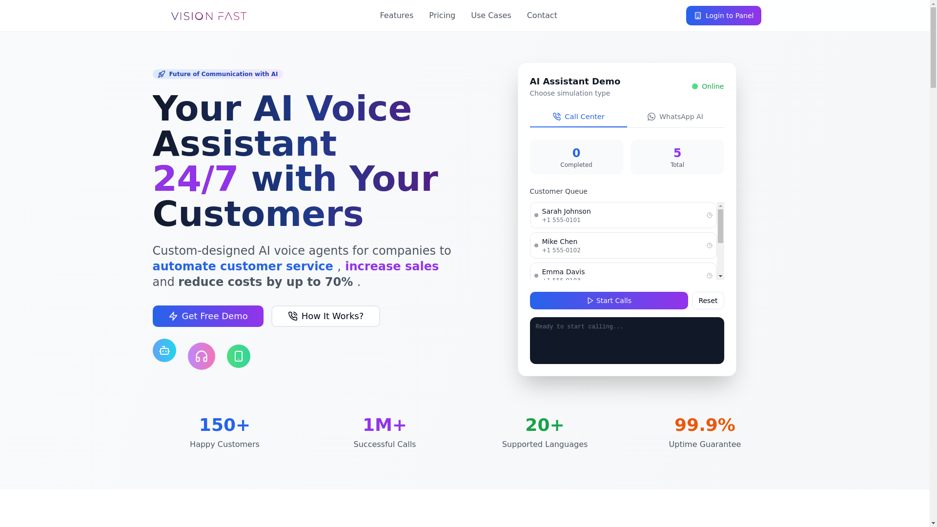 website screenshot of https://visionfast.online/