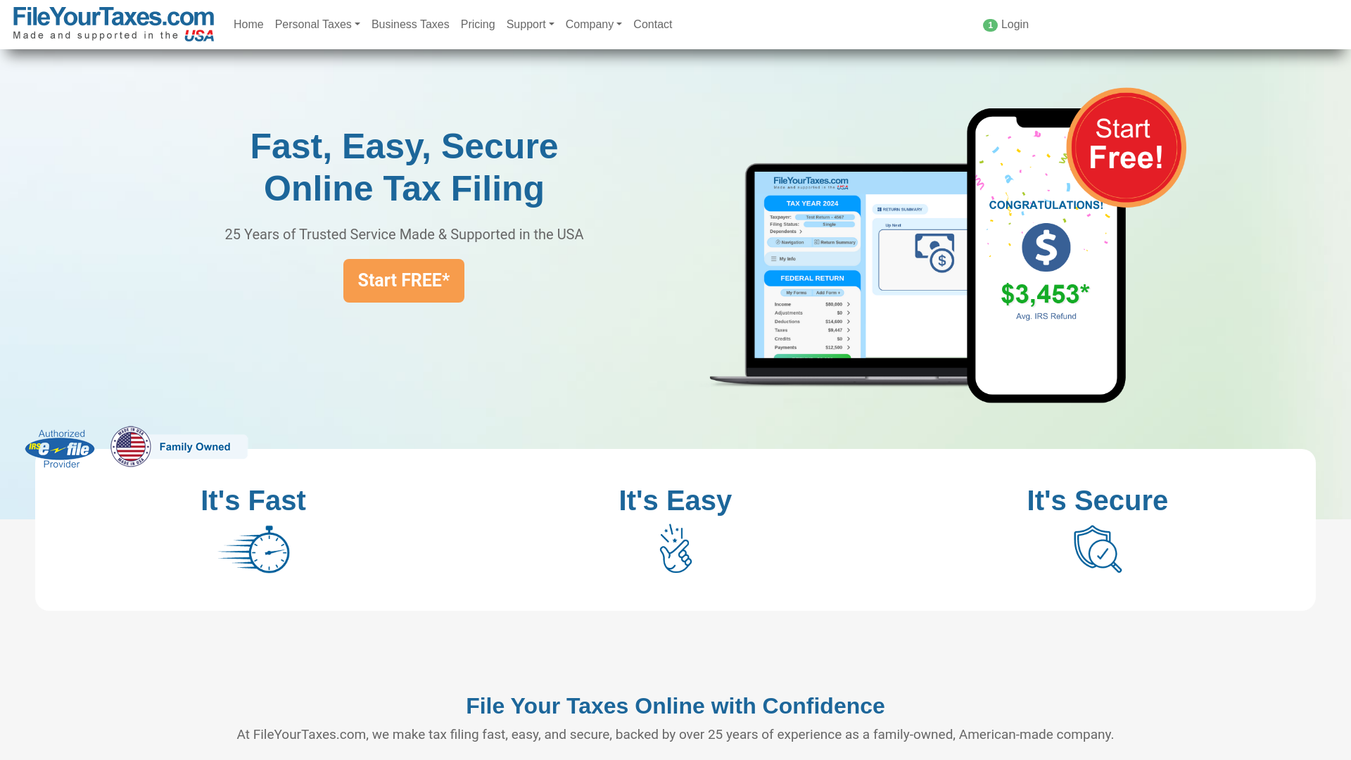website screenshot of https://wwwb.fileyourtaxes.com/cgi-bin/static/taxsoftware.do