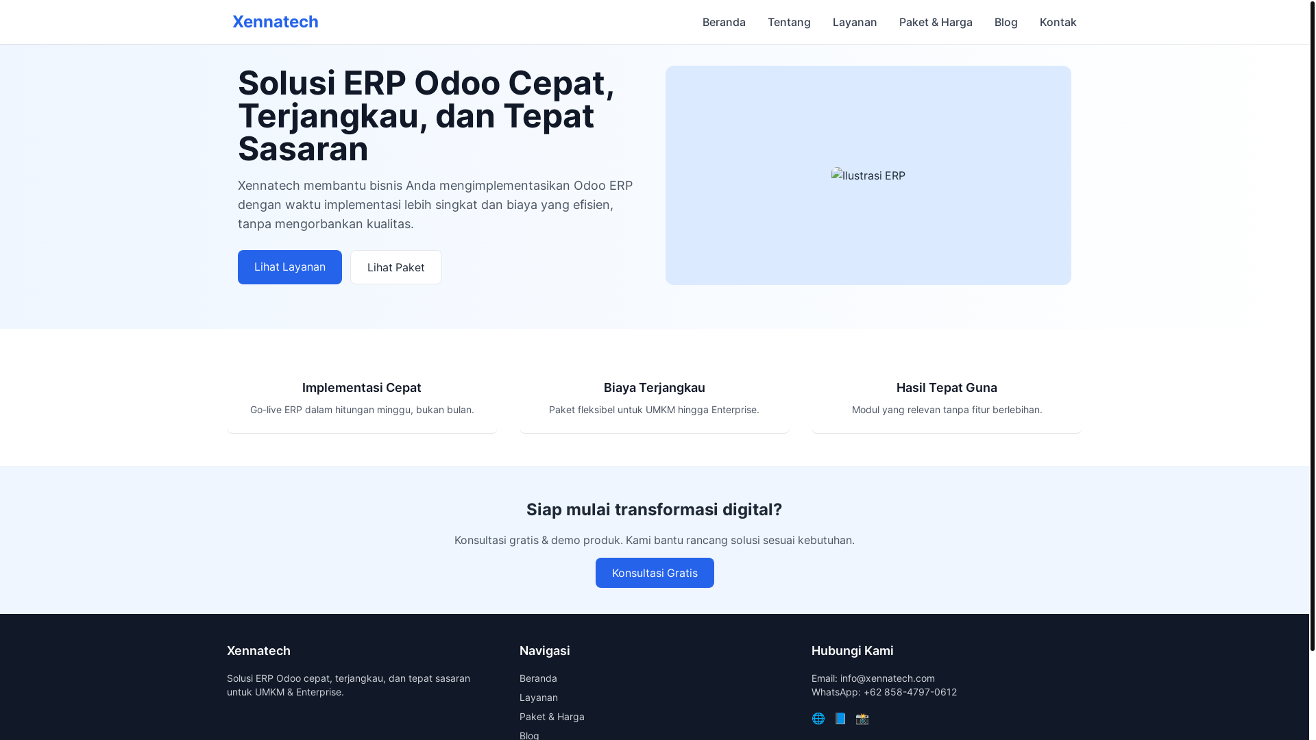 website screenshot of https://xennatech.com/