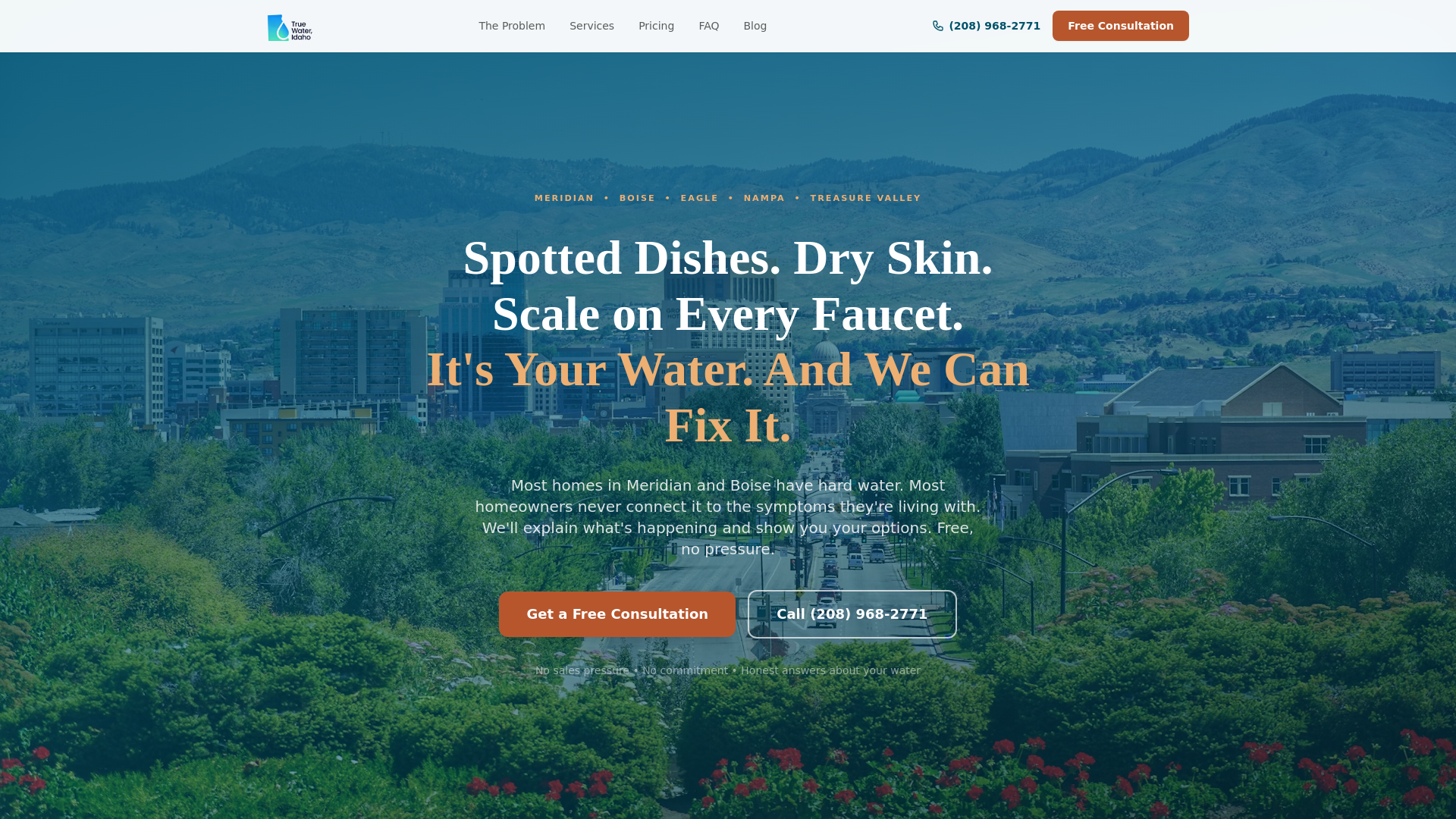 website screenshot of https://truewateridaho.com/