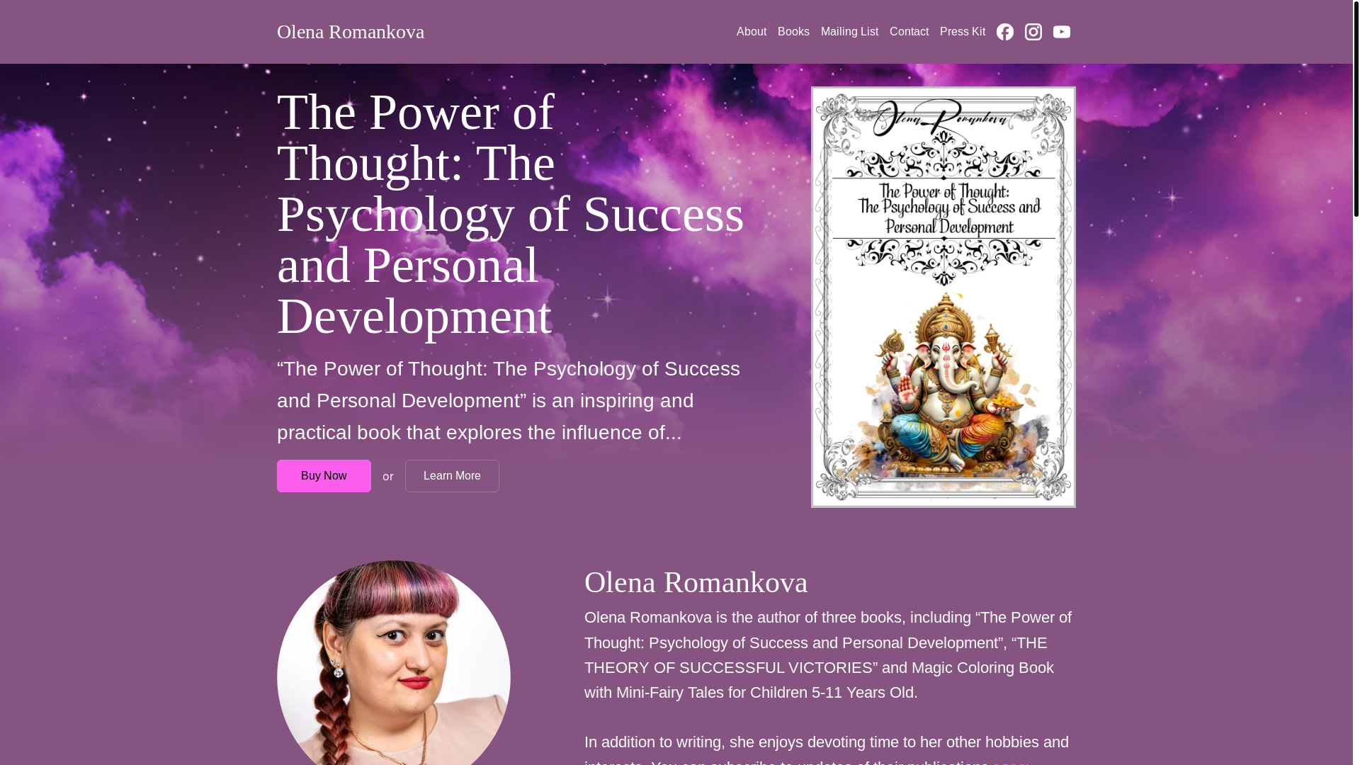 website screenshot of https://olenaromankova.com/