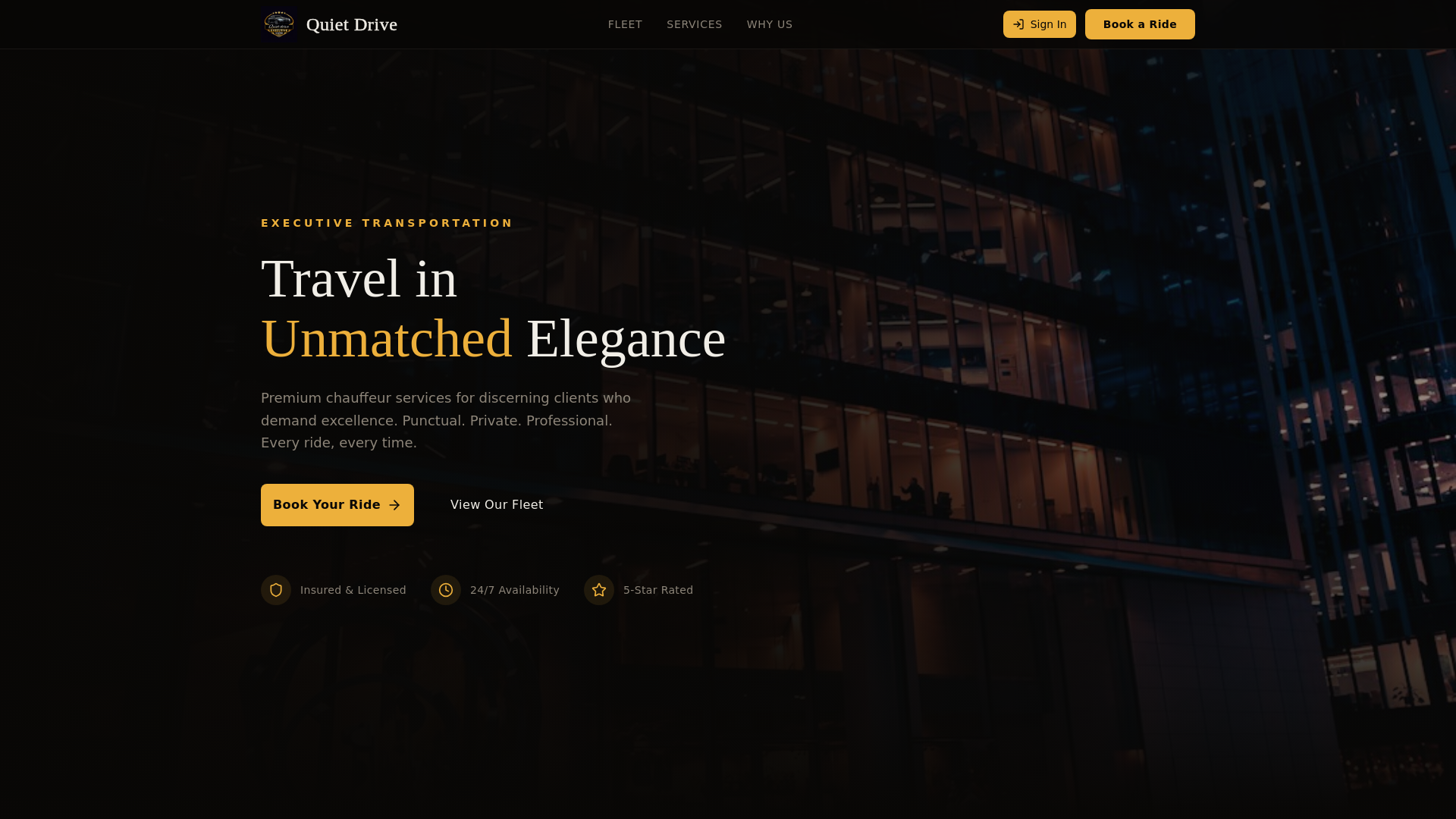 website screenshot of https://quiet-drive.co.uk