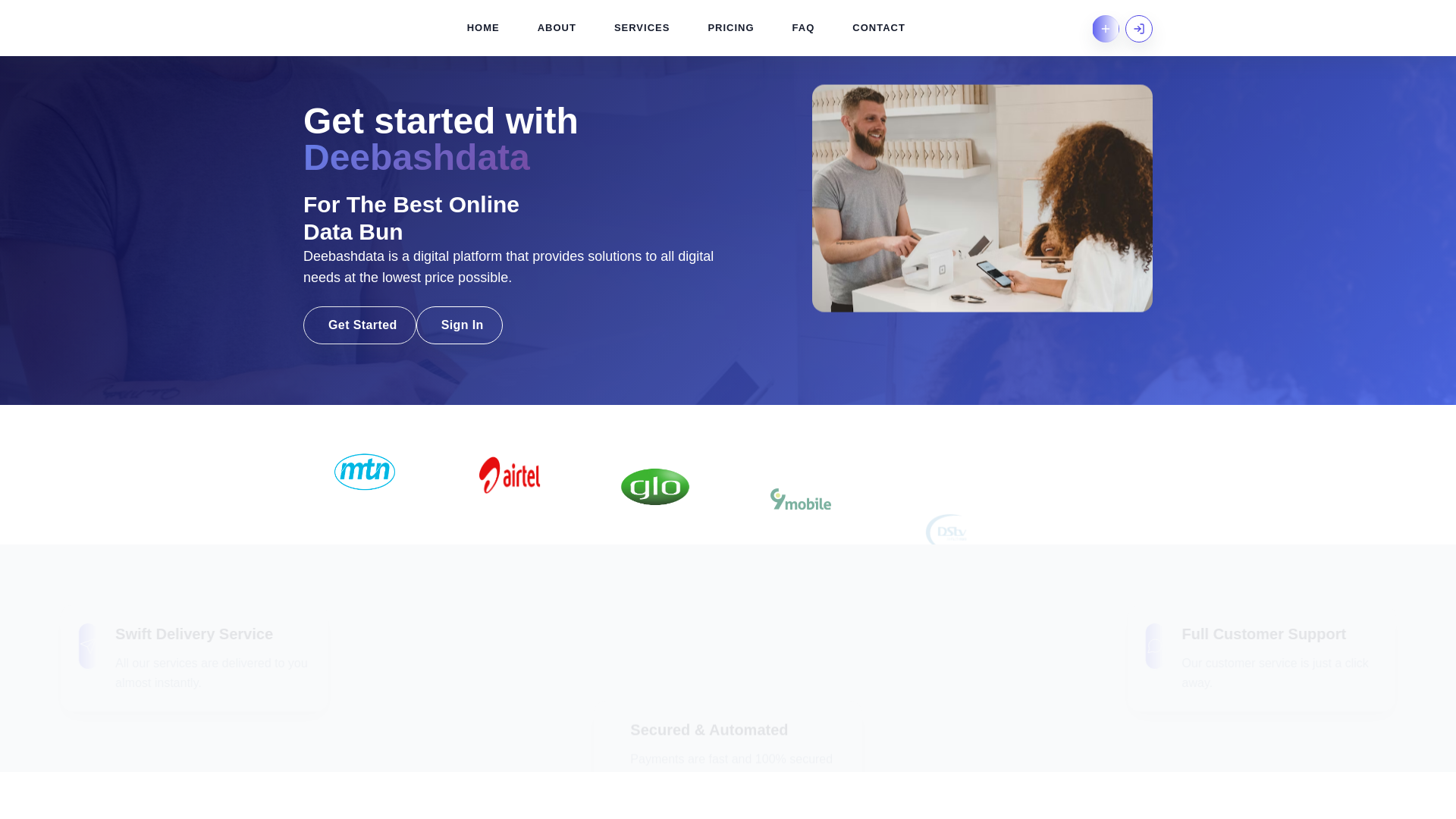 website screenshot of https://deebashdata.com.ng/