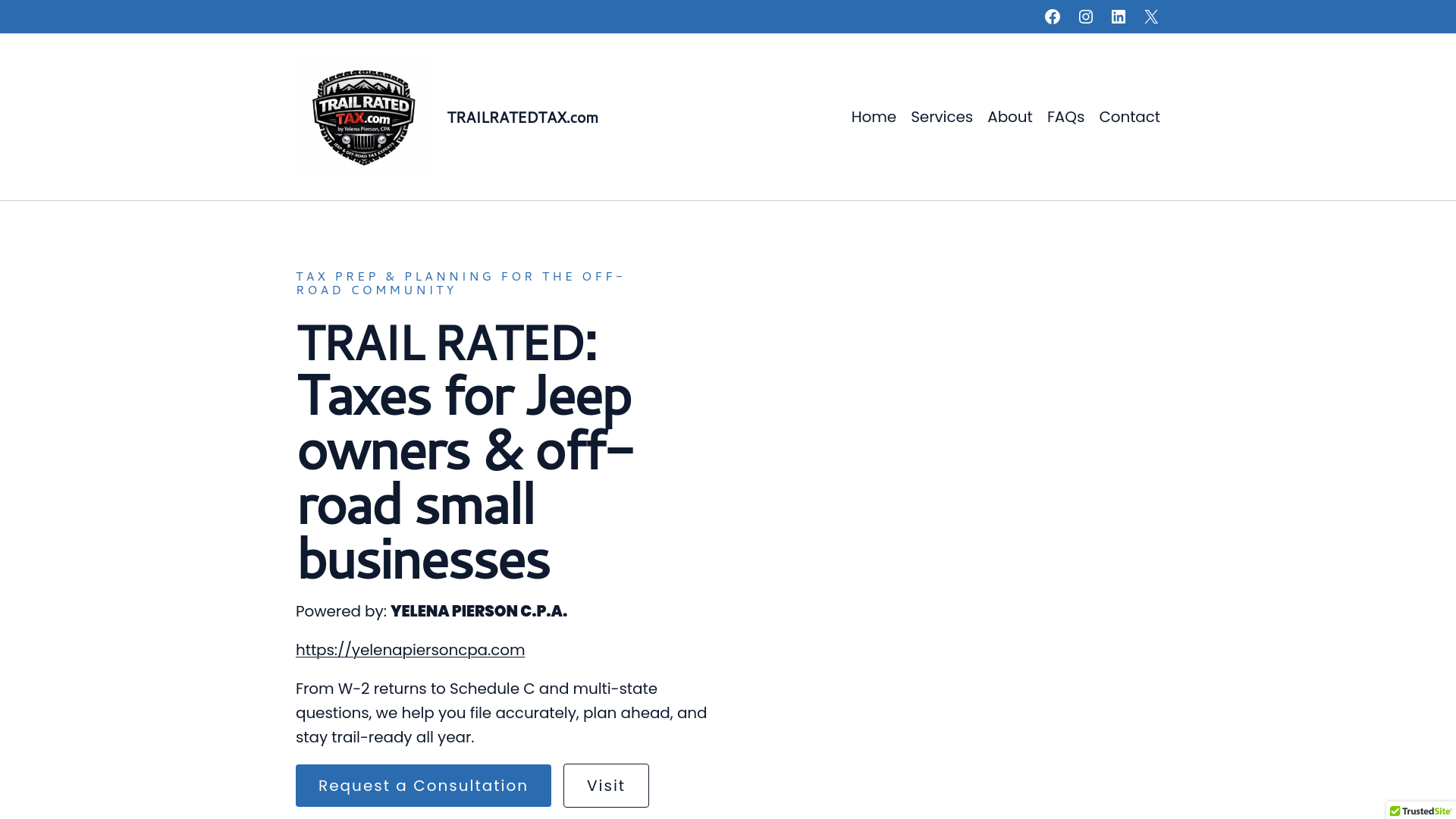 website screenshot of https://tailratedtax.com