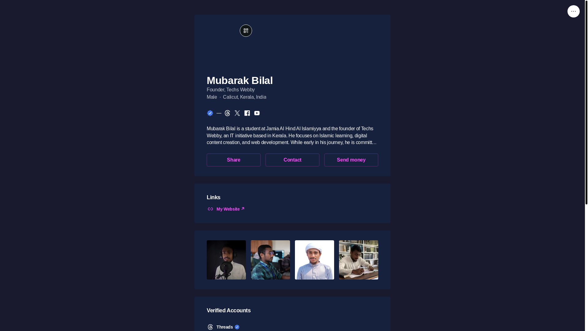 website screenshot of https://mubarakbilal.link/