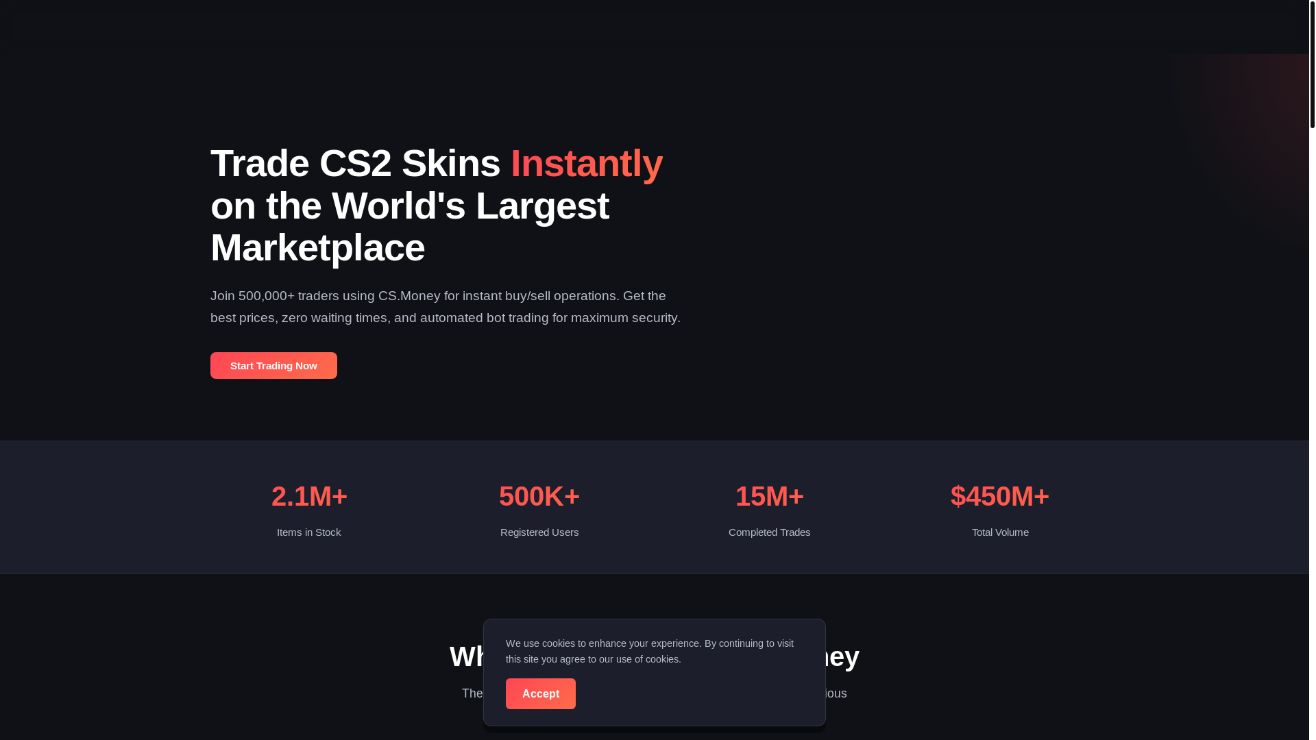 website screenshot of https://csmoneys.at