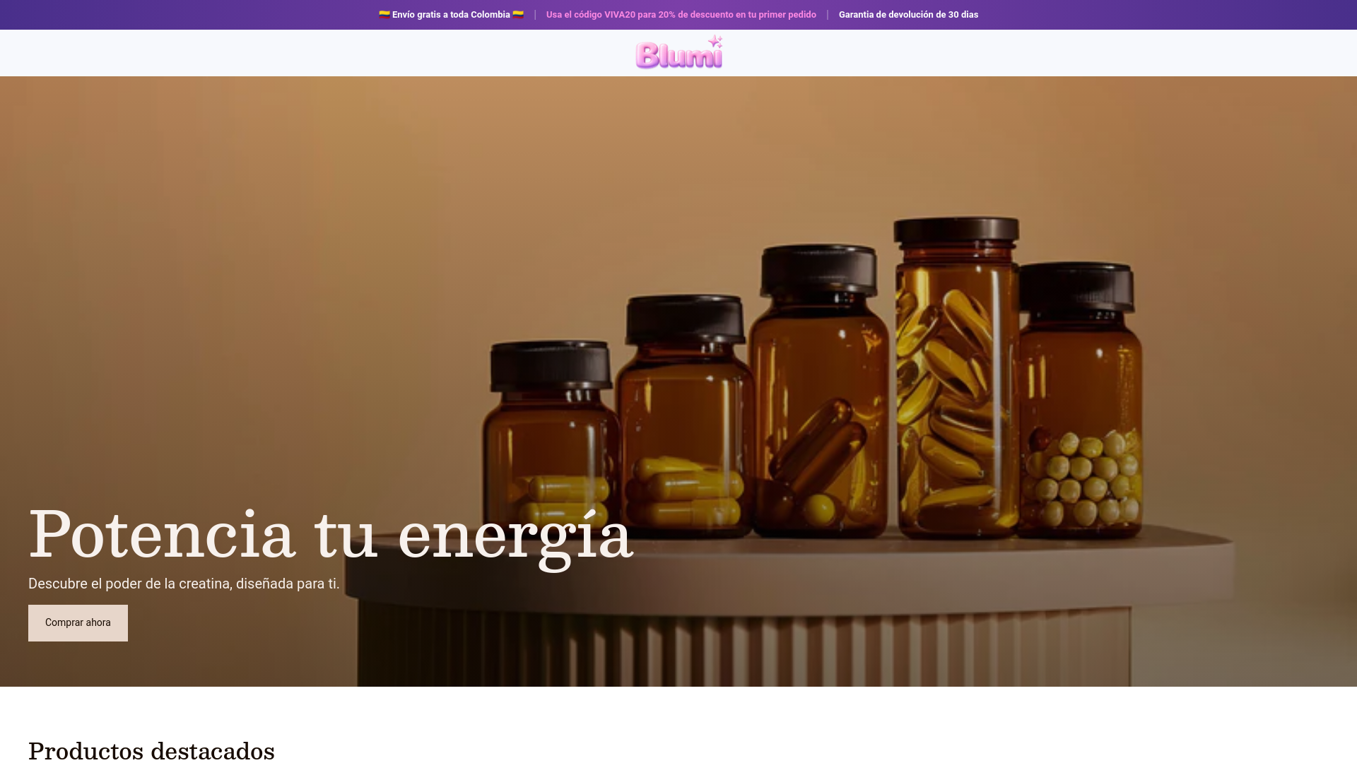 website screenshot of https://blumicolombia.com/