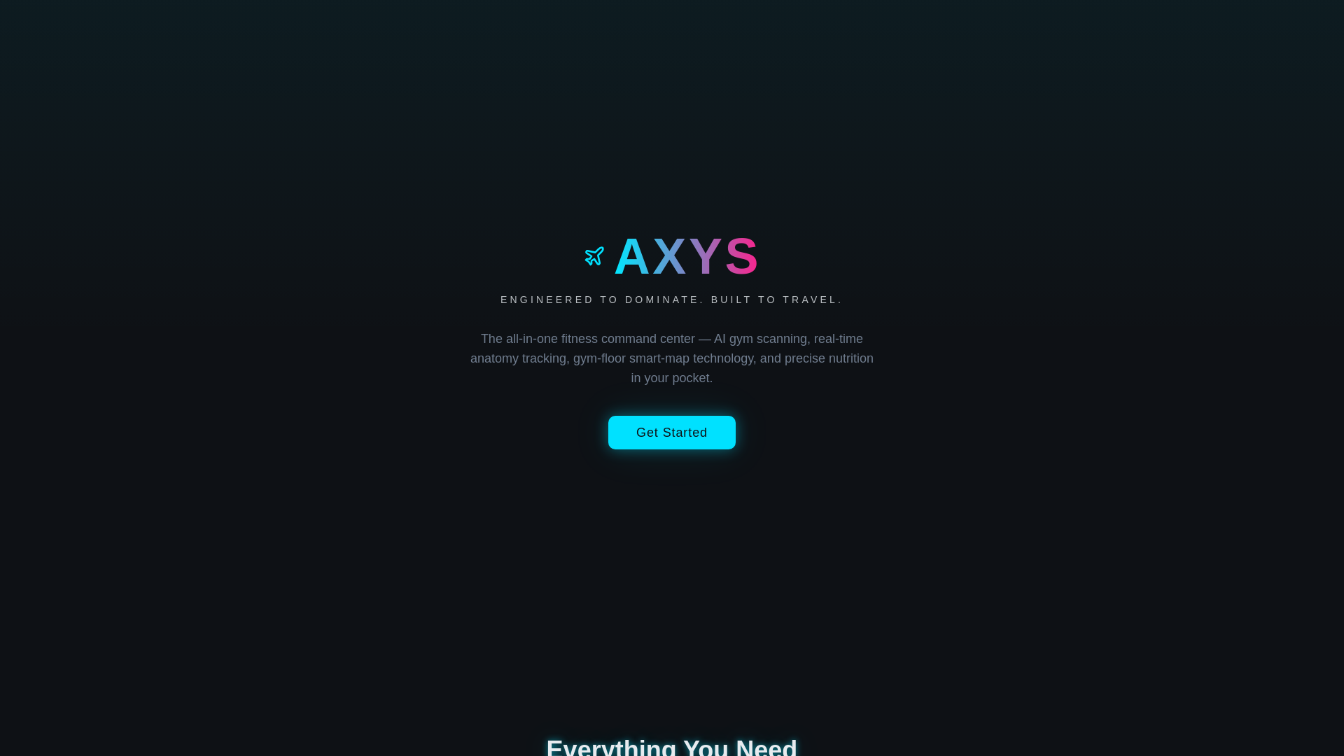 website screenshot of https://axystravelfitness.com.au/