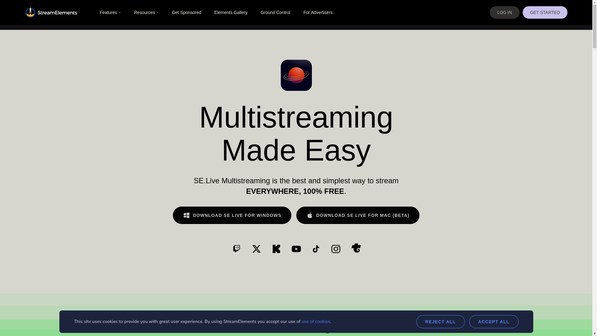 website screenshot of https://streamelements.com/obslive