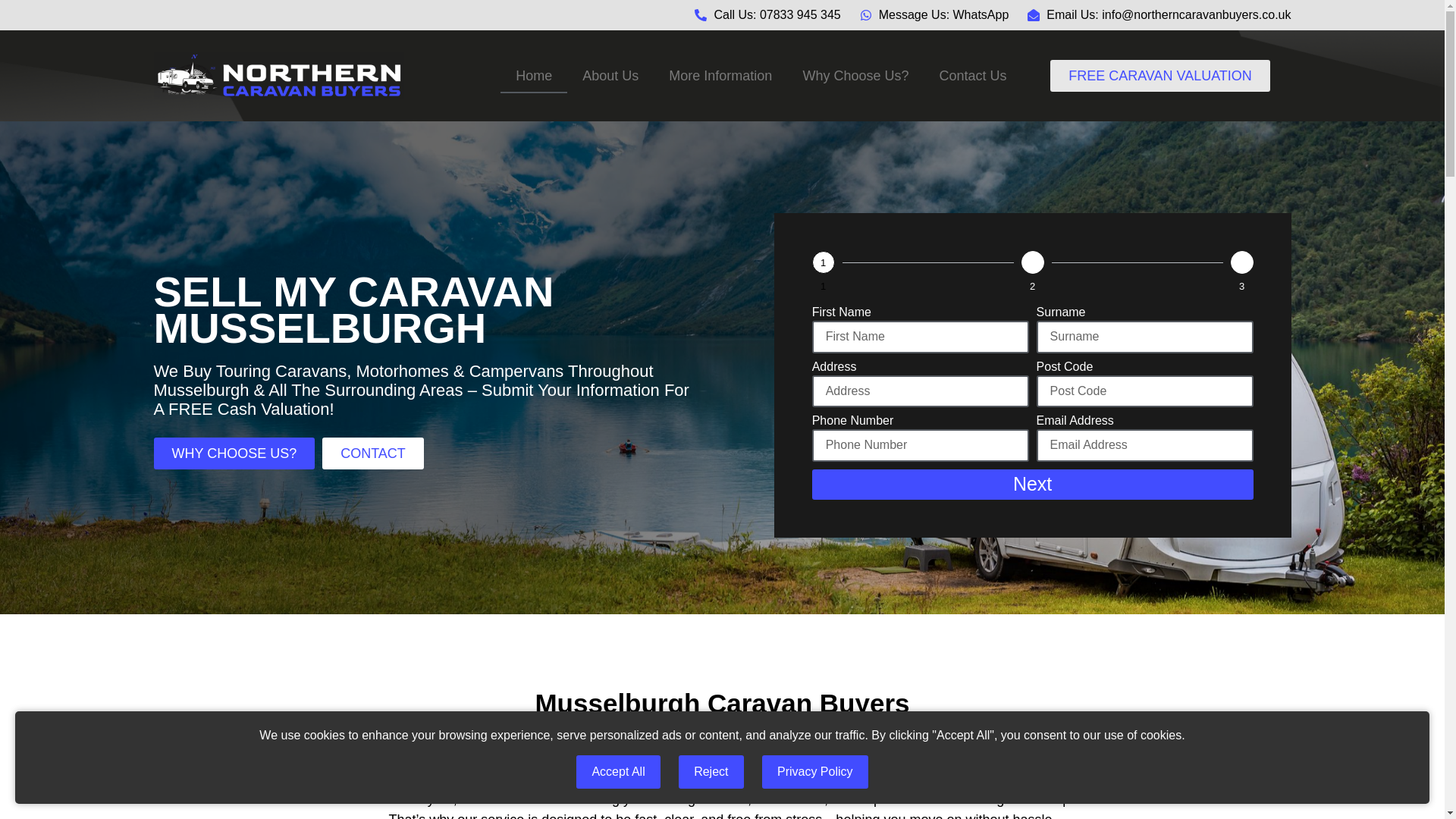 website screenshot of https://caravanbuyersmusselburgh.co.uk/