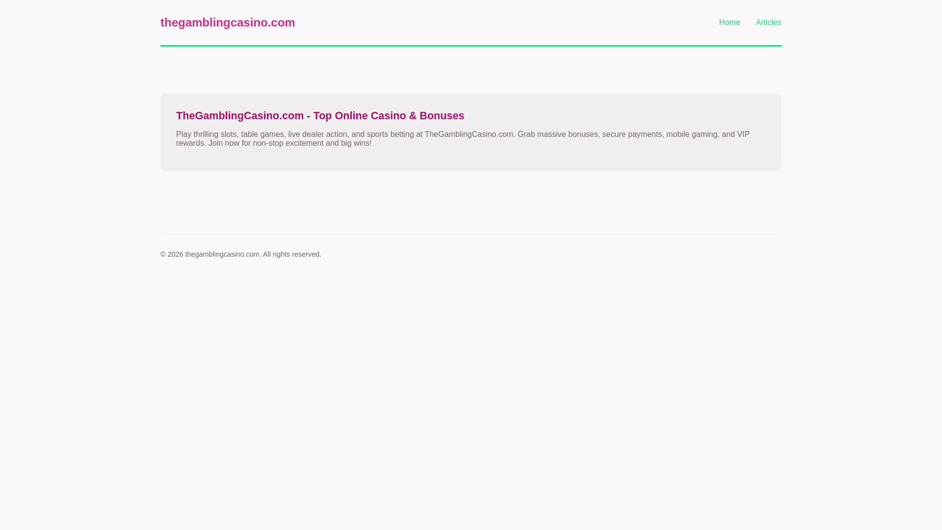 website screenshot of https://thegamblingcasino.com/