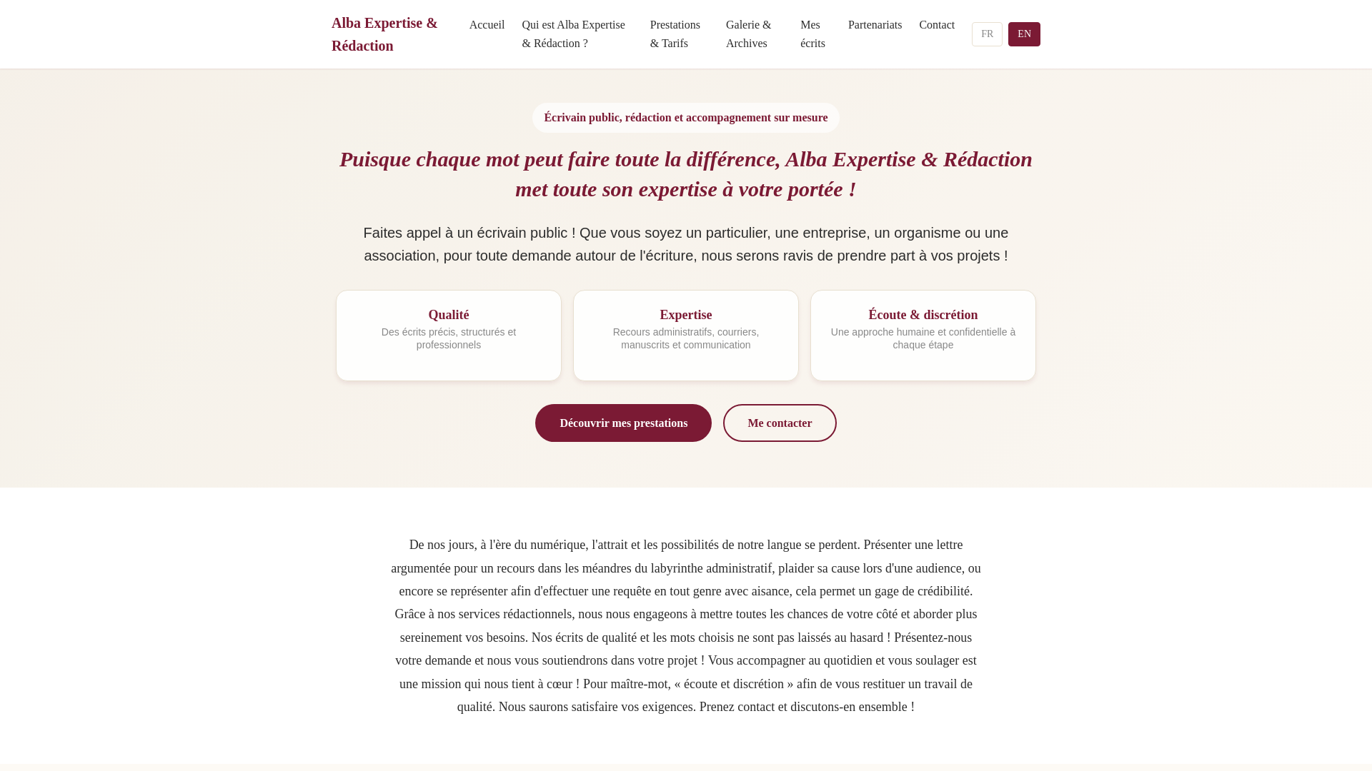 website screenshot of https://albaexpertiseredaction.com/