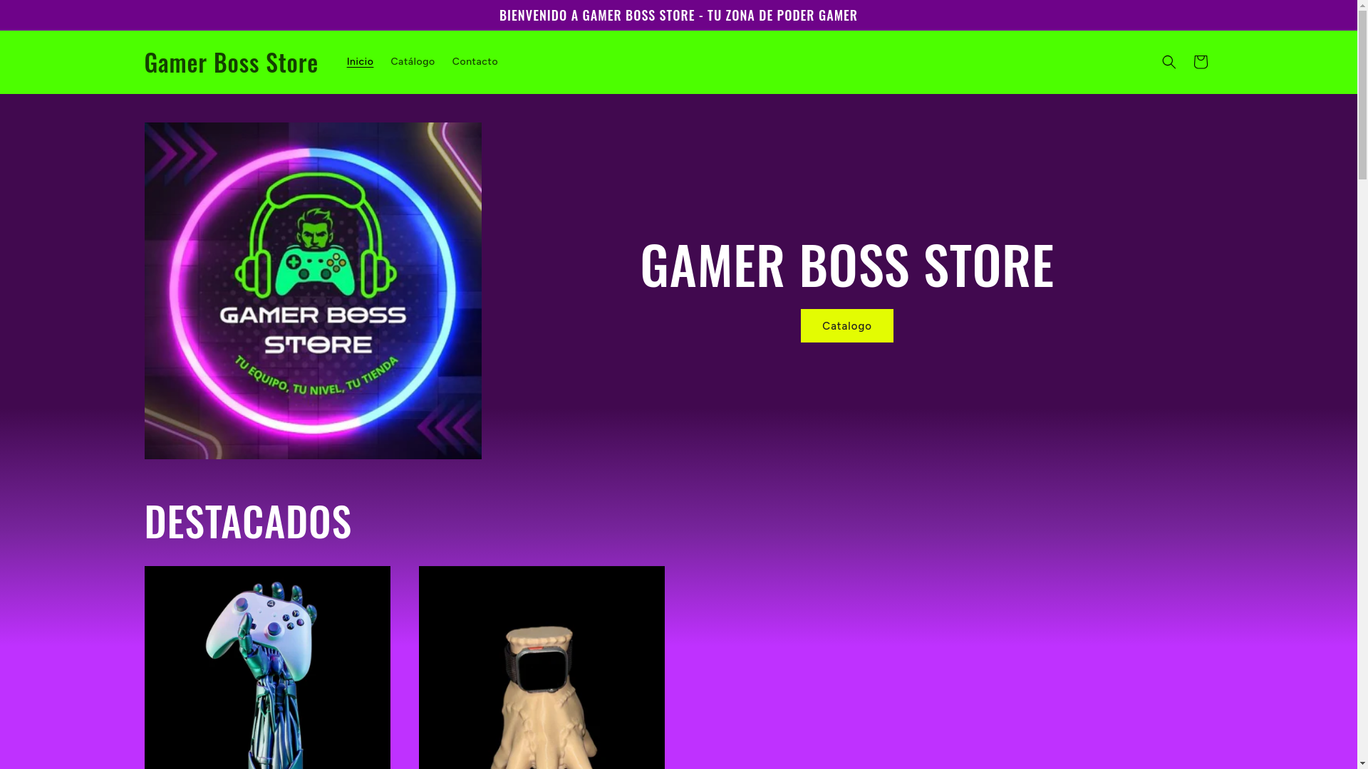 website screenshot of https://gamerbossstore.com/
