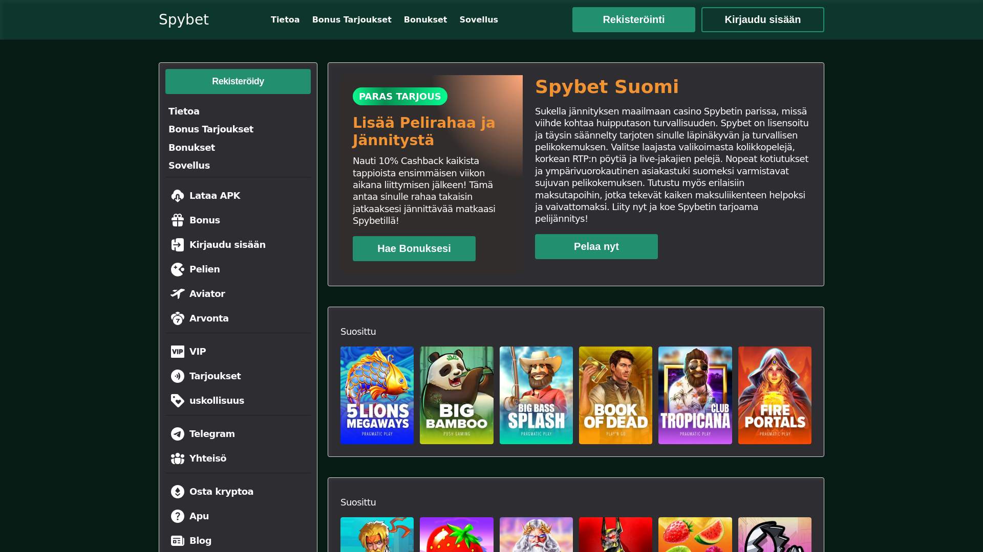 website screenshot of https://spybetsuomi.com/