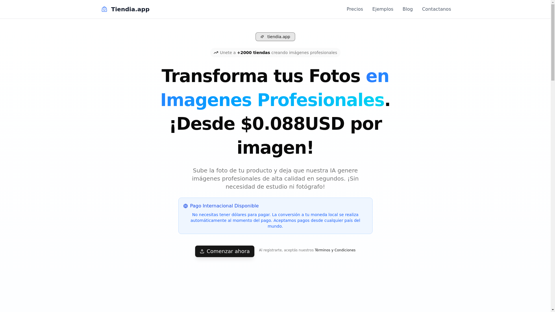 website screenshot of https://tiendia-landing.pages.dev/