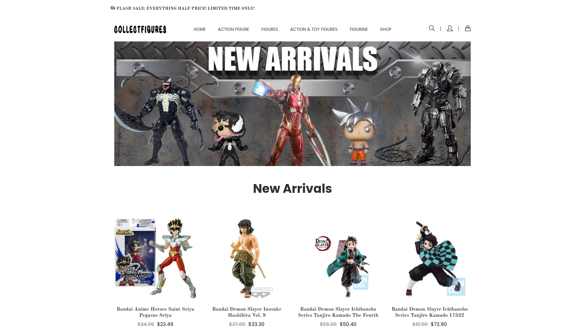 website screenshot of https://www.collectfigures.com/
