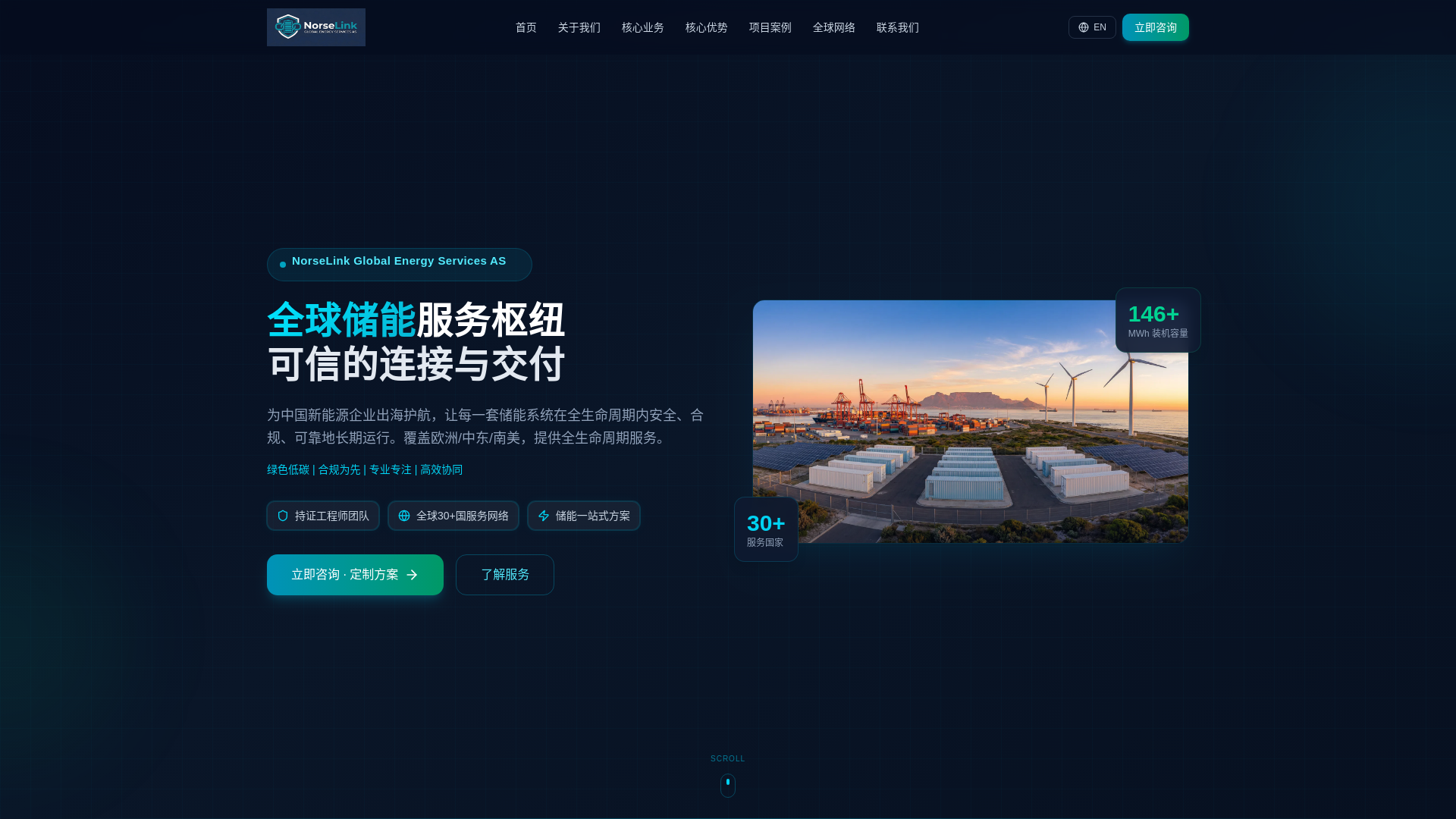 website screenshot of https://norselink-tech.com/