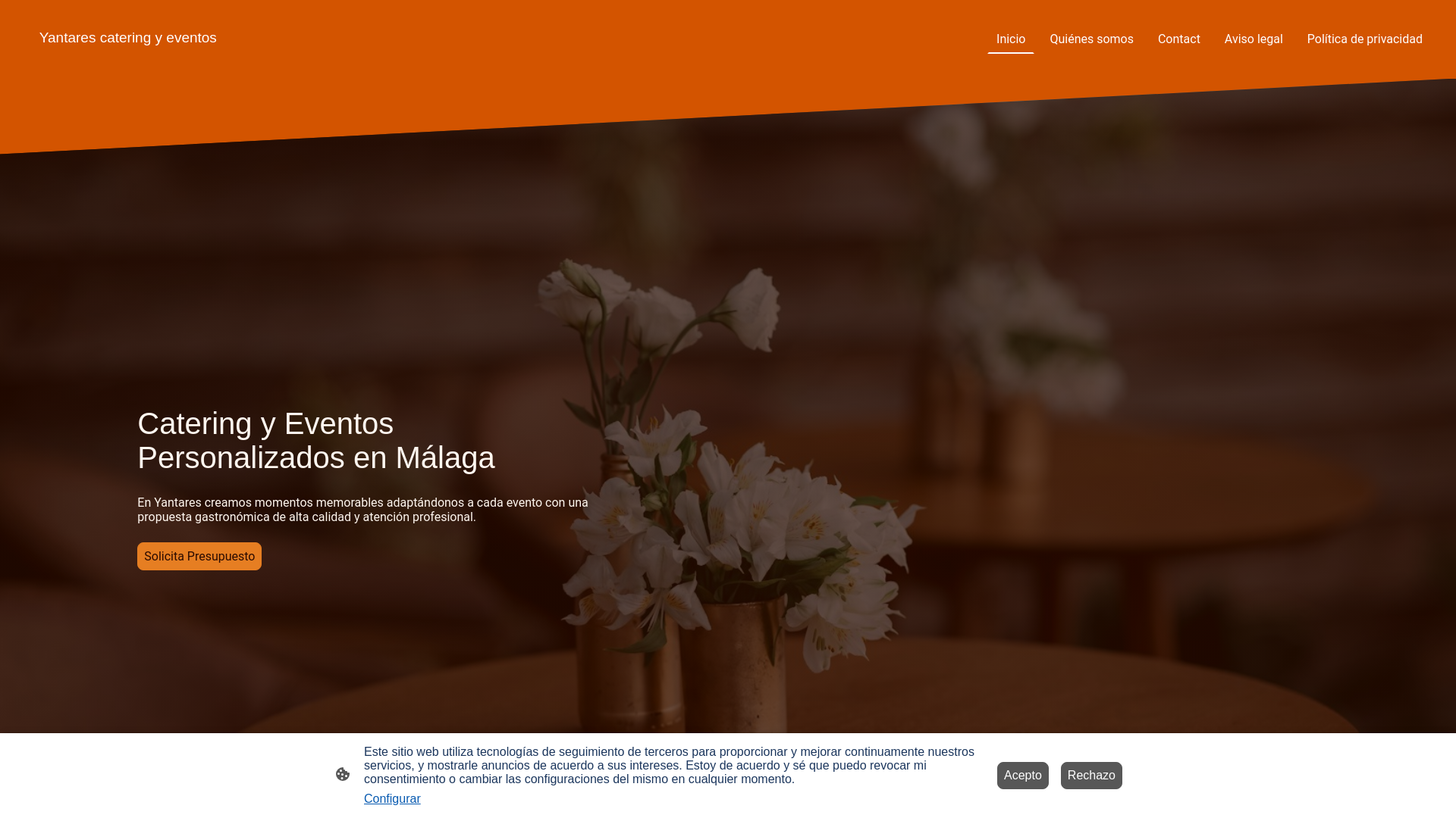 website screenshot of https://yantarescateringyeventos.com/