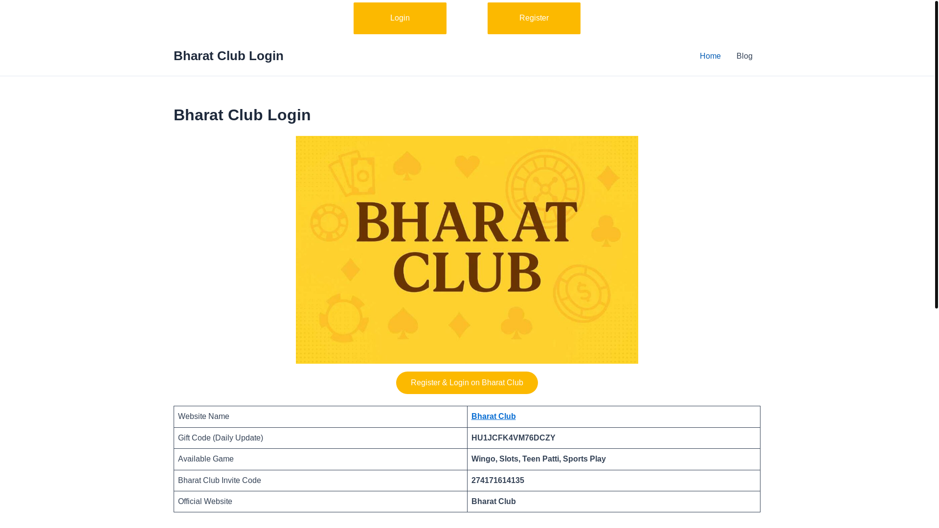 website screenshot of https://bharatcllub.com/