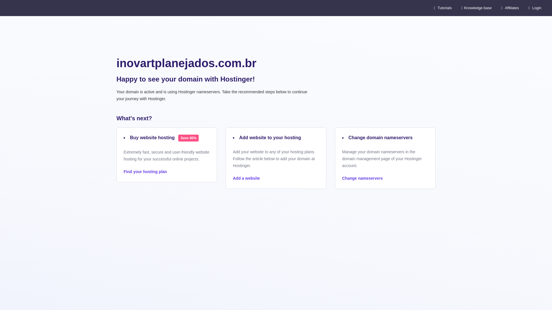 website screenshot of https://inovartplanejados.com.br/