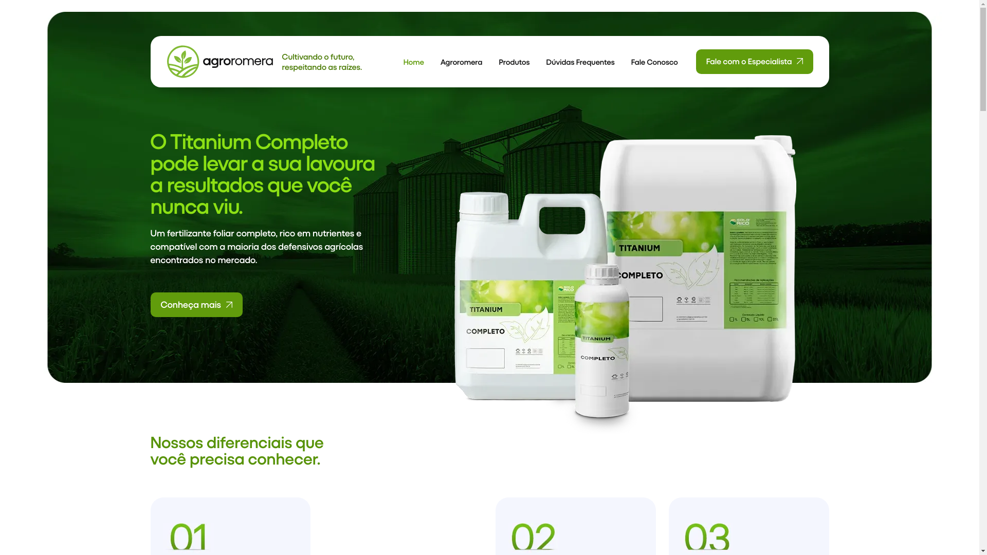 website screenshot of https://agroromera.com.br/